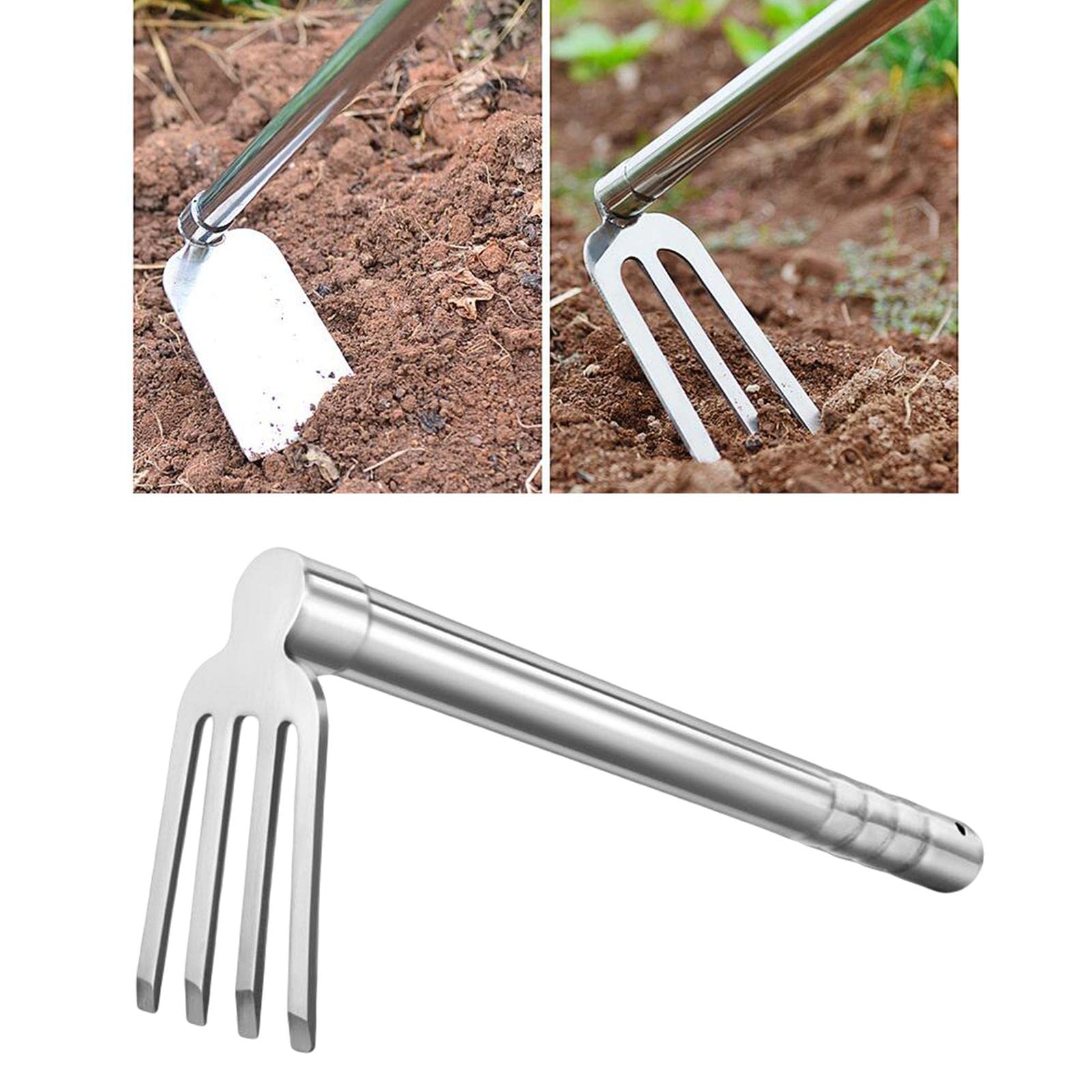 F Fityle Giardinaggio Zappa Piccola Giardino Multiuso Durevole Acciaio Inossidabile Manico Antiscivolo Gadget Domestico per Cortile Fattoria All'aperto, B