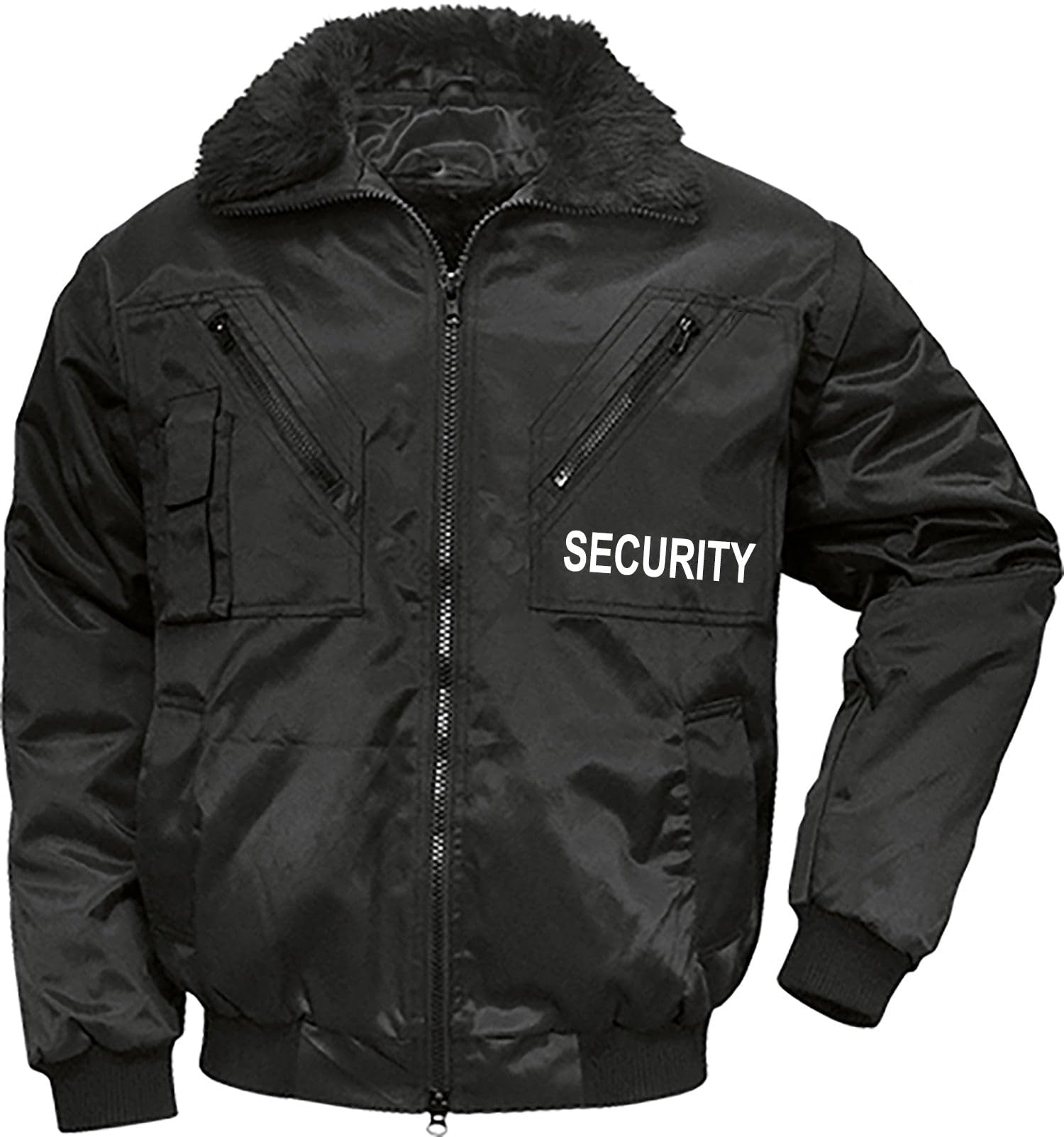 Robust Jacke I 4-in-1 Arbeitsjacke Herren mit Aufdruck Security I Wasser- & windabweisende Pilotenjacke mit abnehmbaren Ärmeln