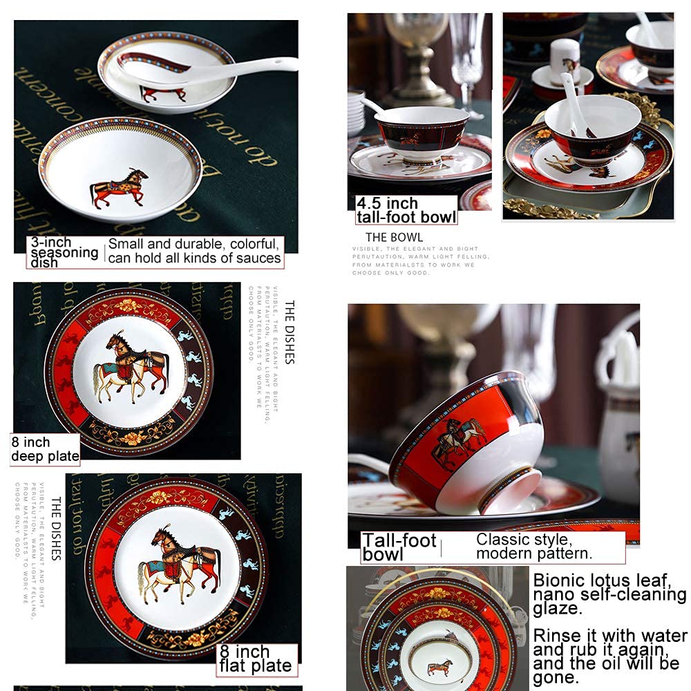28-częściowy zestaw obiadowy z porcelany kostnej, porcelana nowoczesna kuchnia domowa trwałe okrągłe talerze obiadowe naczynia miski usługa dla 6