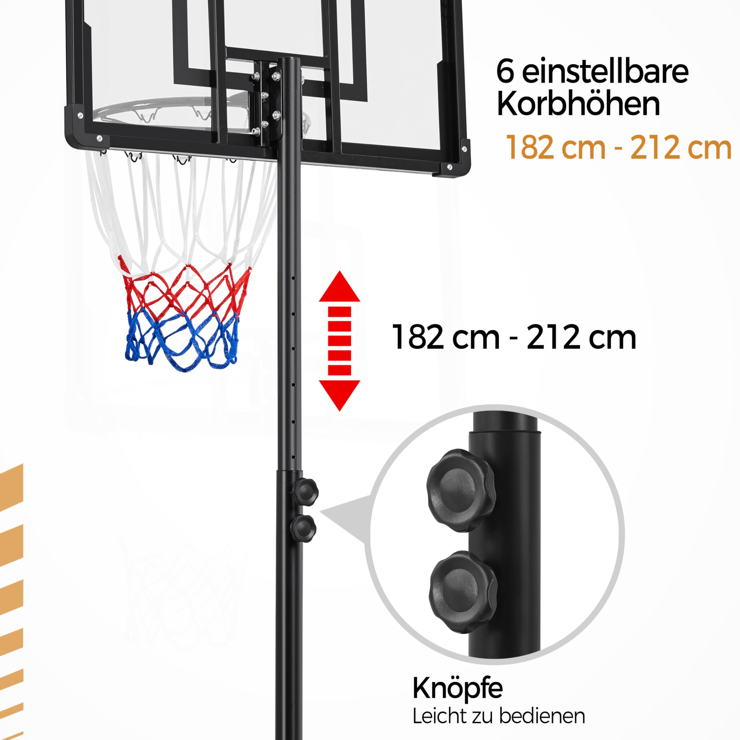 Yaheetech Basketballständer Basketballkorb höhenverstellbar mit Rollen Indoor Outdoor wasser- oder sandbefüllbar
