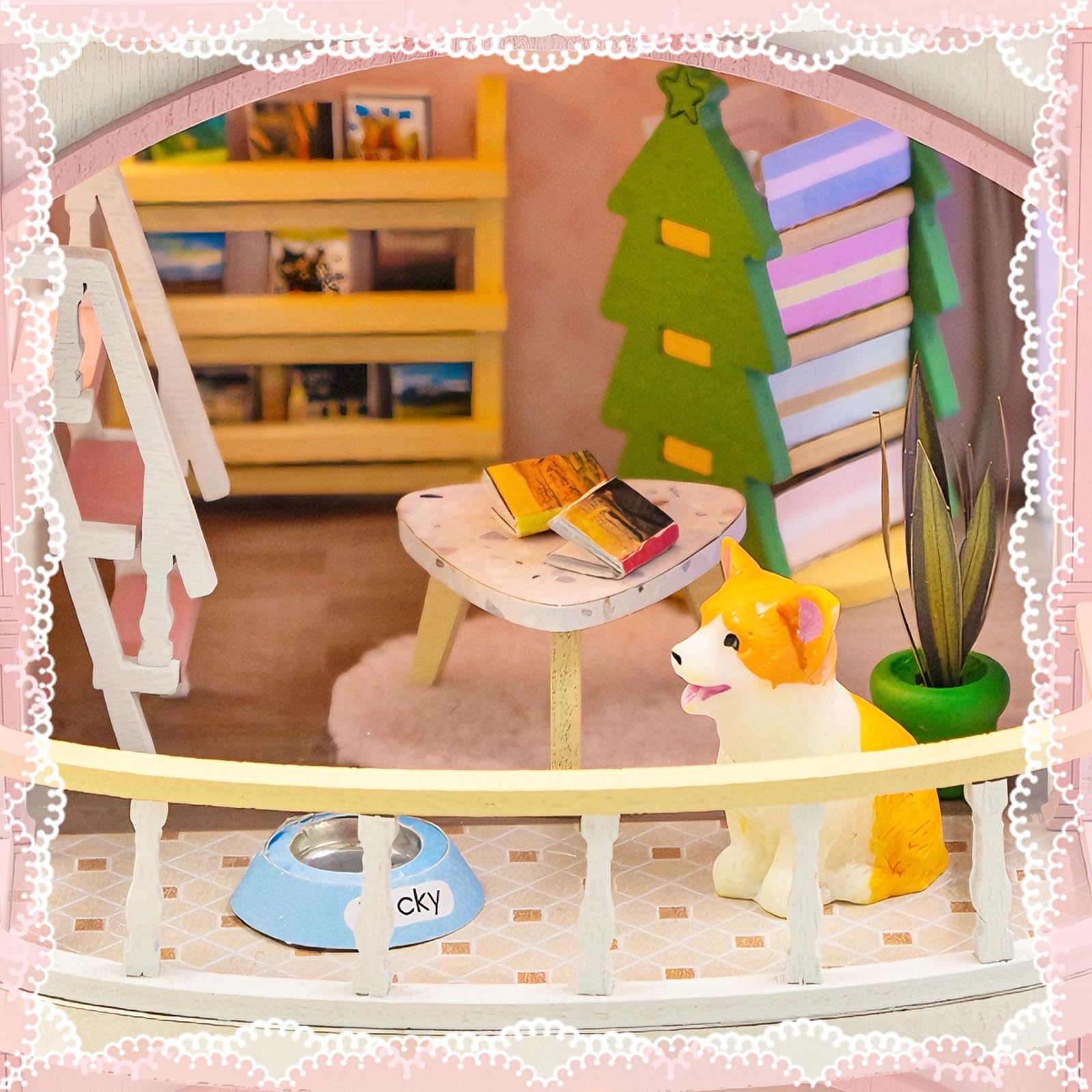 Cuteefun Casa de Muñecas en Miniatura con Luz LED (Castillo de Princesa) | Modelos de Madera Hechos a Mano, ¡Construye la Casa de Tus Sueños, Decoración para el Hogar, Cumpleaños y Navidad