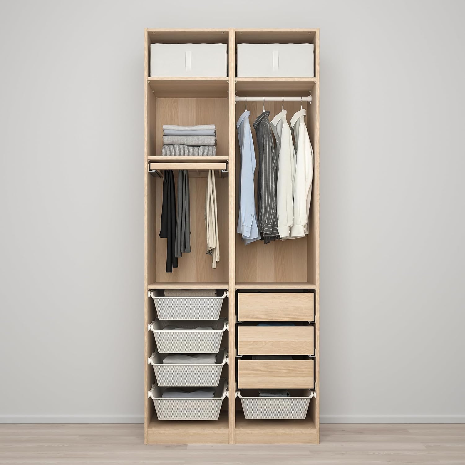 PAX/FORSAND Wardrobe combination, white stained oak effect/white stained oak effect, 100x60x236 cm