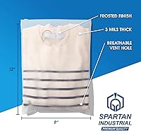 Vista 2 de Spartan Industrial - 9 x 12 pulgadas (100 unidades) Bolsas de plástico esmeriladas con cierre de cremallera de 3 mil con cierre resellable