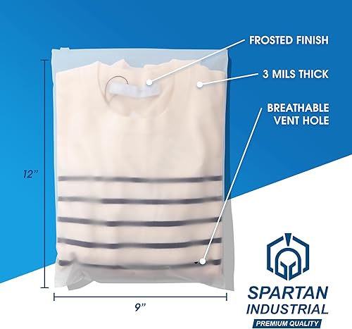 Miniatura 2 de Spartan Industrial - Bolsas de plástico con cierre resellable de 9 x 12 pulgadas (500 unidades) de 3 mil con cierre resellable y orificio de