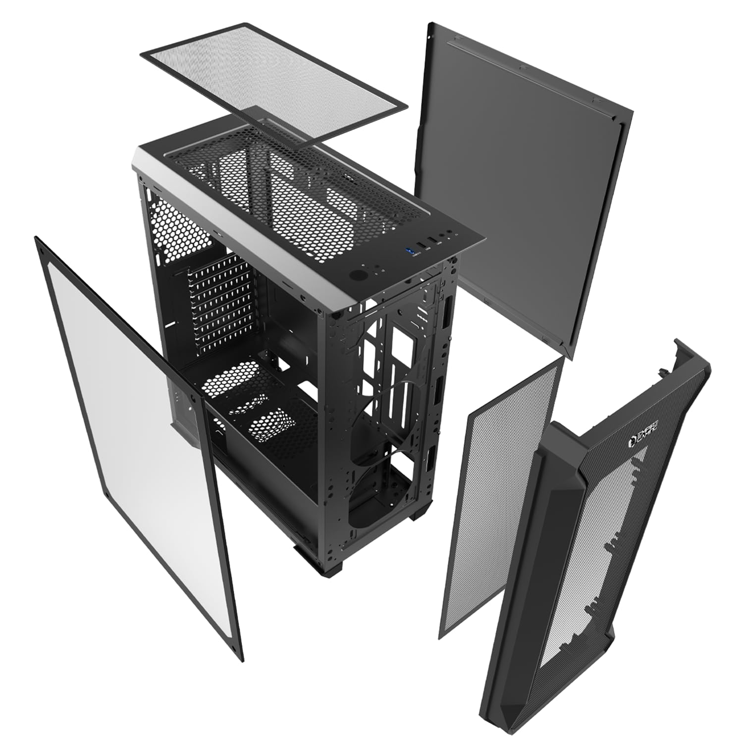 EMPIRE GAMING – Obudowa PC Gamer Darkwitcher ARGB Mid-tower ATX - metalowy panel przedni i panel boczny ze szkła hartowanego, 4 wentylatory 5 V PWM LED RGB 120 mm, kolor czarny