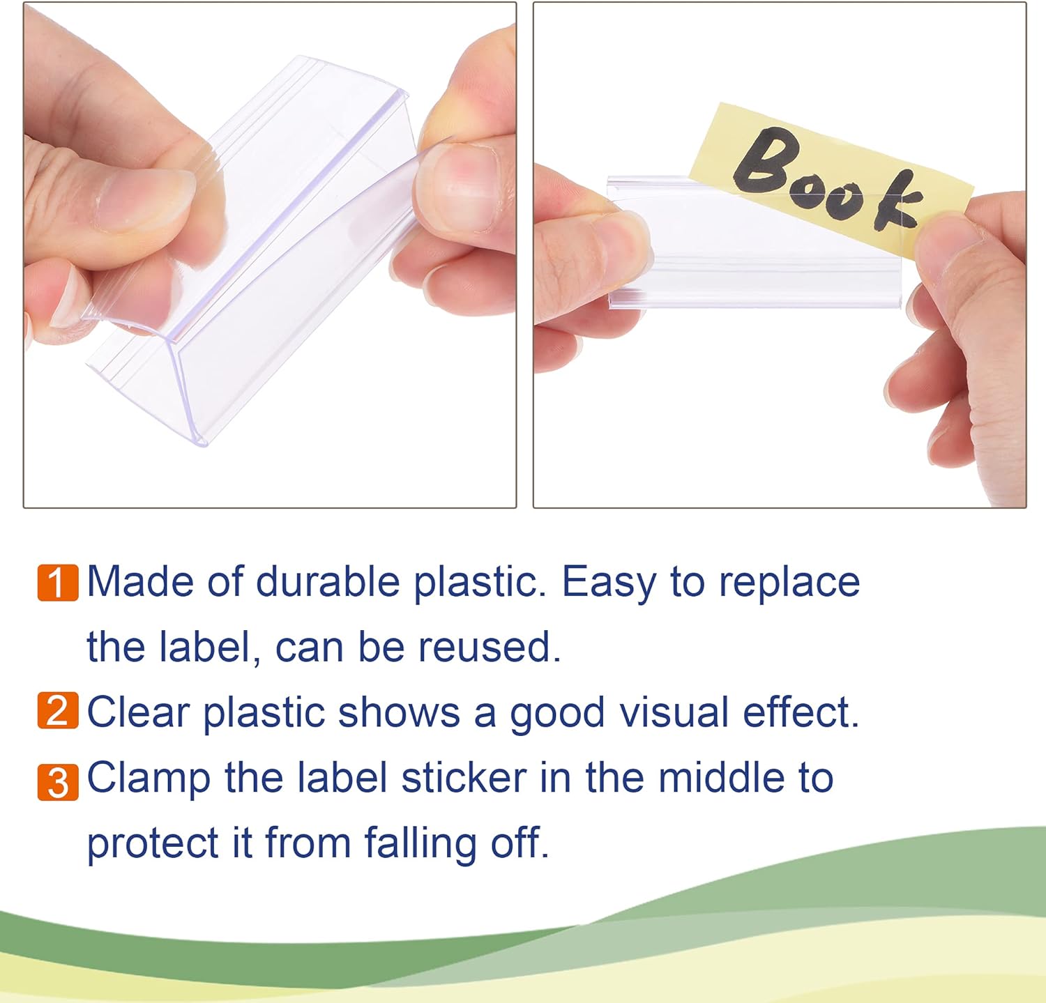 MECCANIXITY Label Holder Clip Shelf 60x27mm Clear Plastic for Wire Shelving, Pack of 50