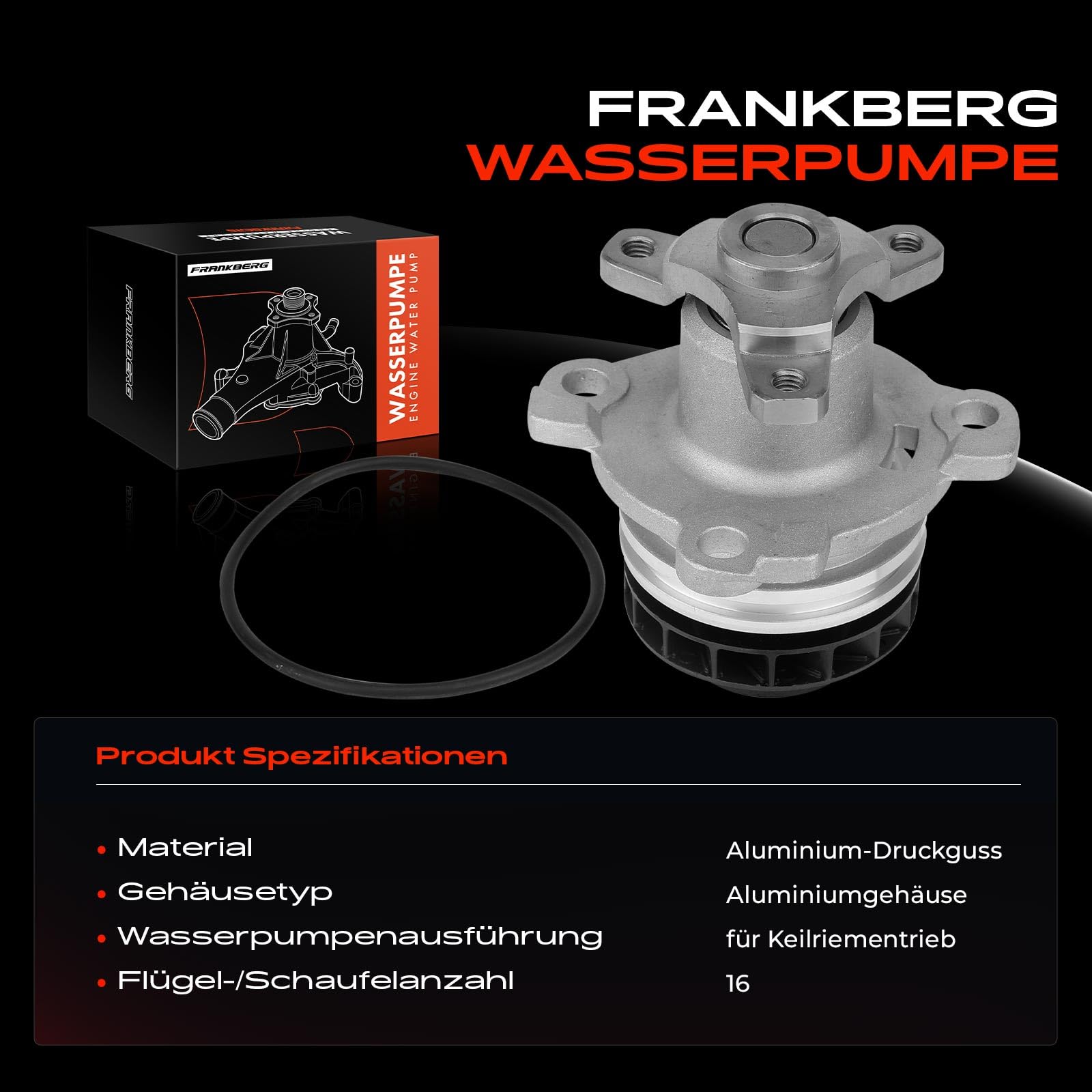 Frankberg Wasserpumpe Kühlwasserpumpe Kompatibel mit NV400 Bus X62 X62B 2.3L 2011-Heute X-Trail T31 2.0L 2007-2013 Espace IV JK0/1 2.0L 2006-Heute Replace# 2101000Q0C