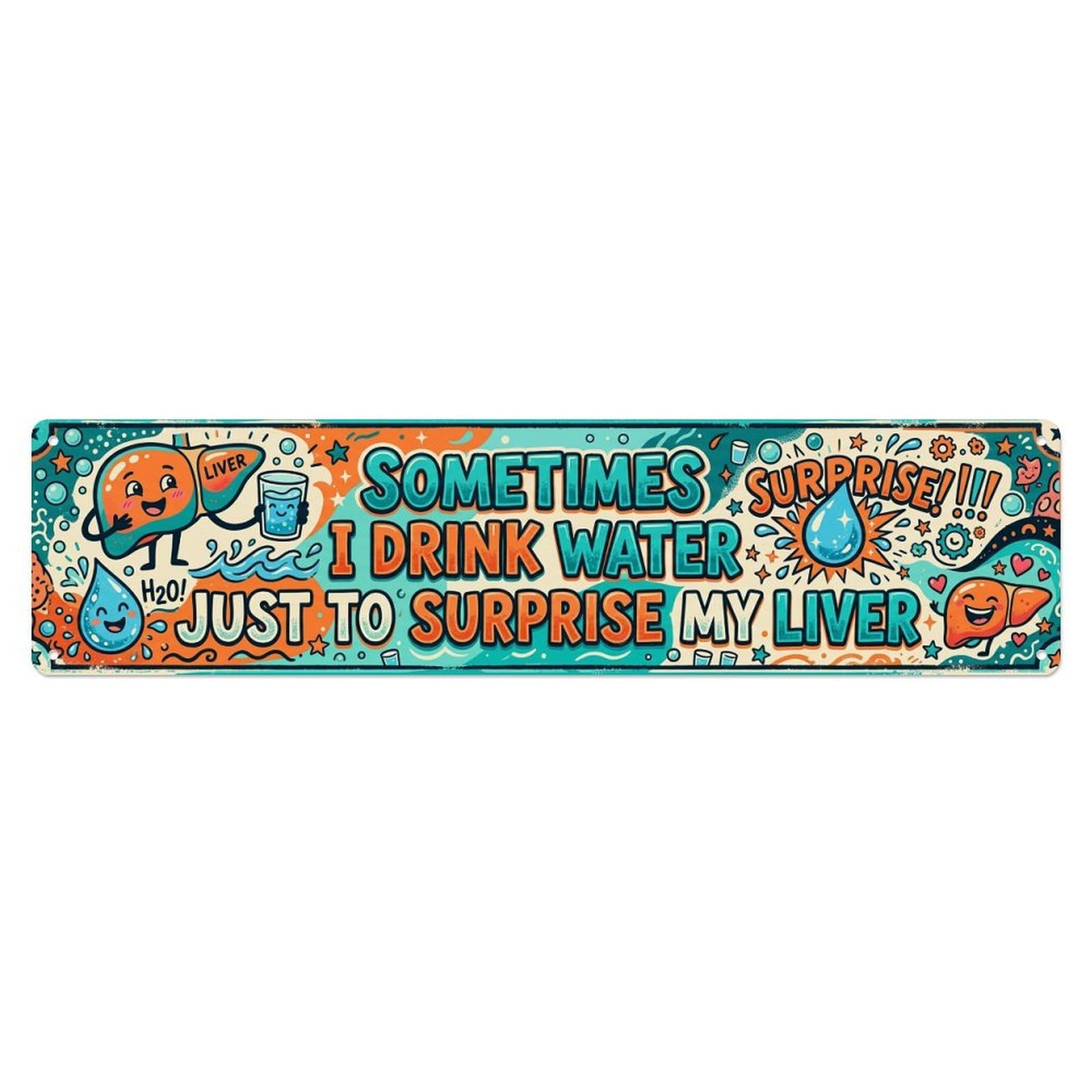 Liver Surprise Bar Beverage Metal Tin Sign Plaque Wall Decor for Cafe, Club Bar, Office, Home Garden Metal Poster 4x16Inch