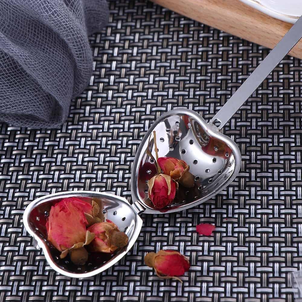 Tea Infuser for Loose Tea, Stainless Steel Heart Shaped Tea Filter with Long Handle Grip, Reusable Tea Strainer Spoon for Loose Leaf Tea