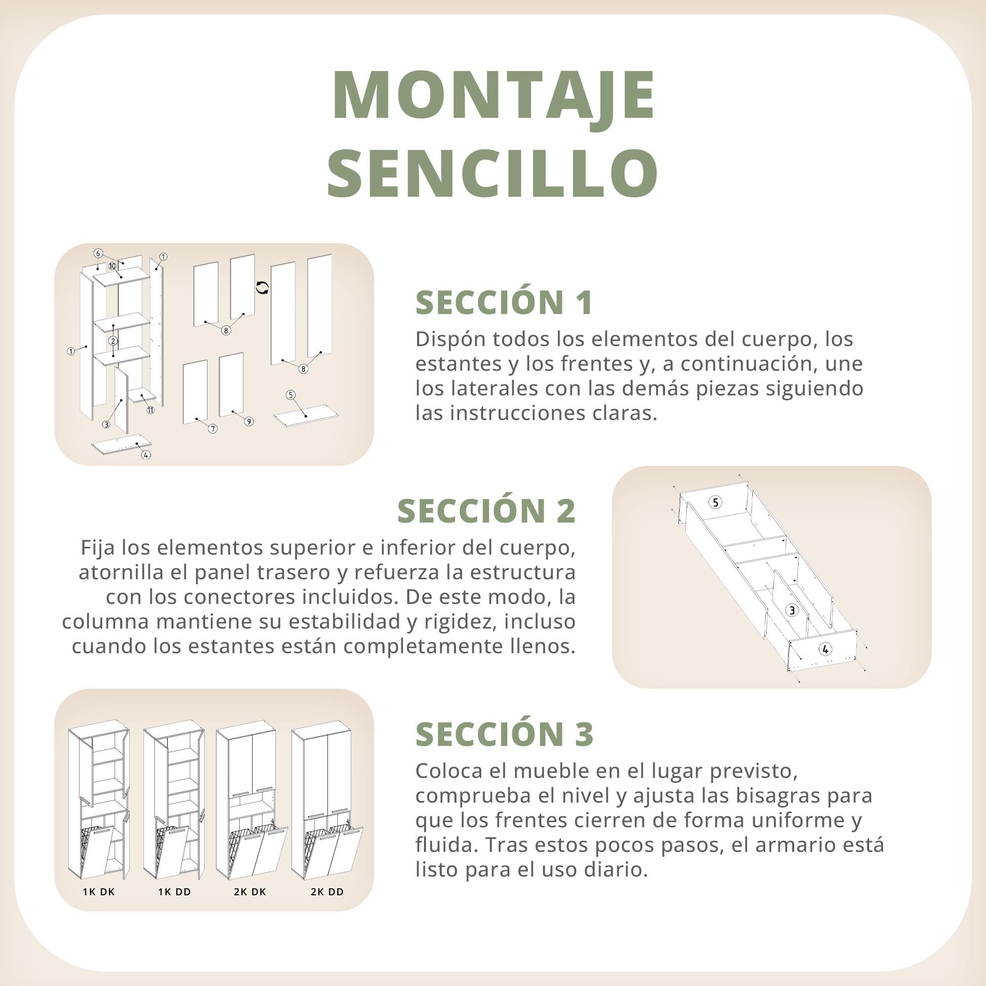 CDF Armario de Baño con 1 Cesto Ropa Sucia, Armario Alto, Bolsa de Ropa Extraíble con Asas Compartimento con Puerta 30 x 60 x 174 cm Bianco Brillo Montaje Sencillo