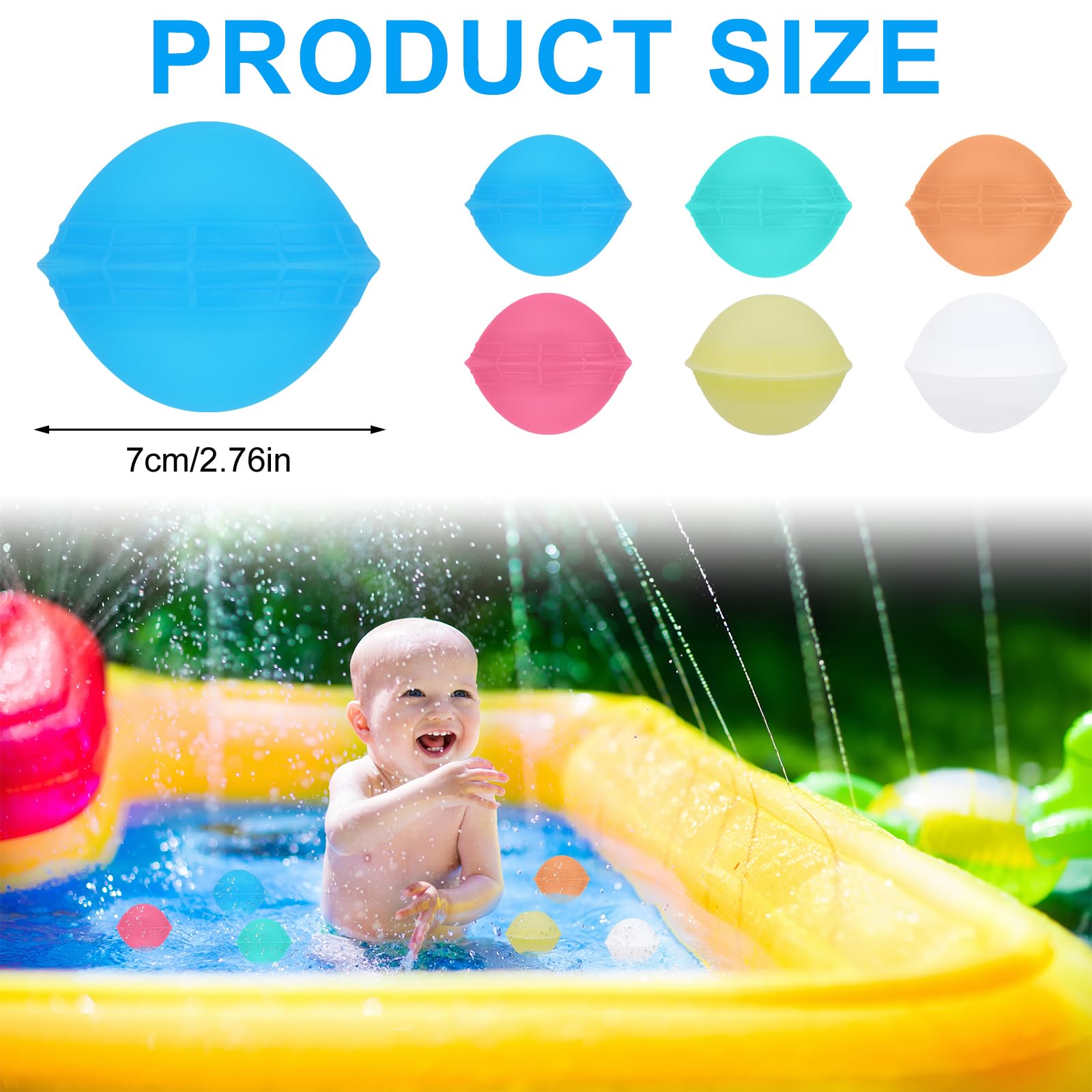 12pcs Cool Summer Reusable Water Balloons, Silicone Quick Fill Ball Self-Sealing Water Bombs with Mesh Belt for Kids Adults Outdoor Pool Beach Party Toys (6 Colors) - Image 2
