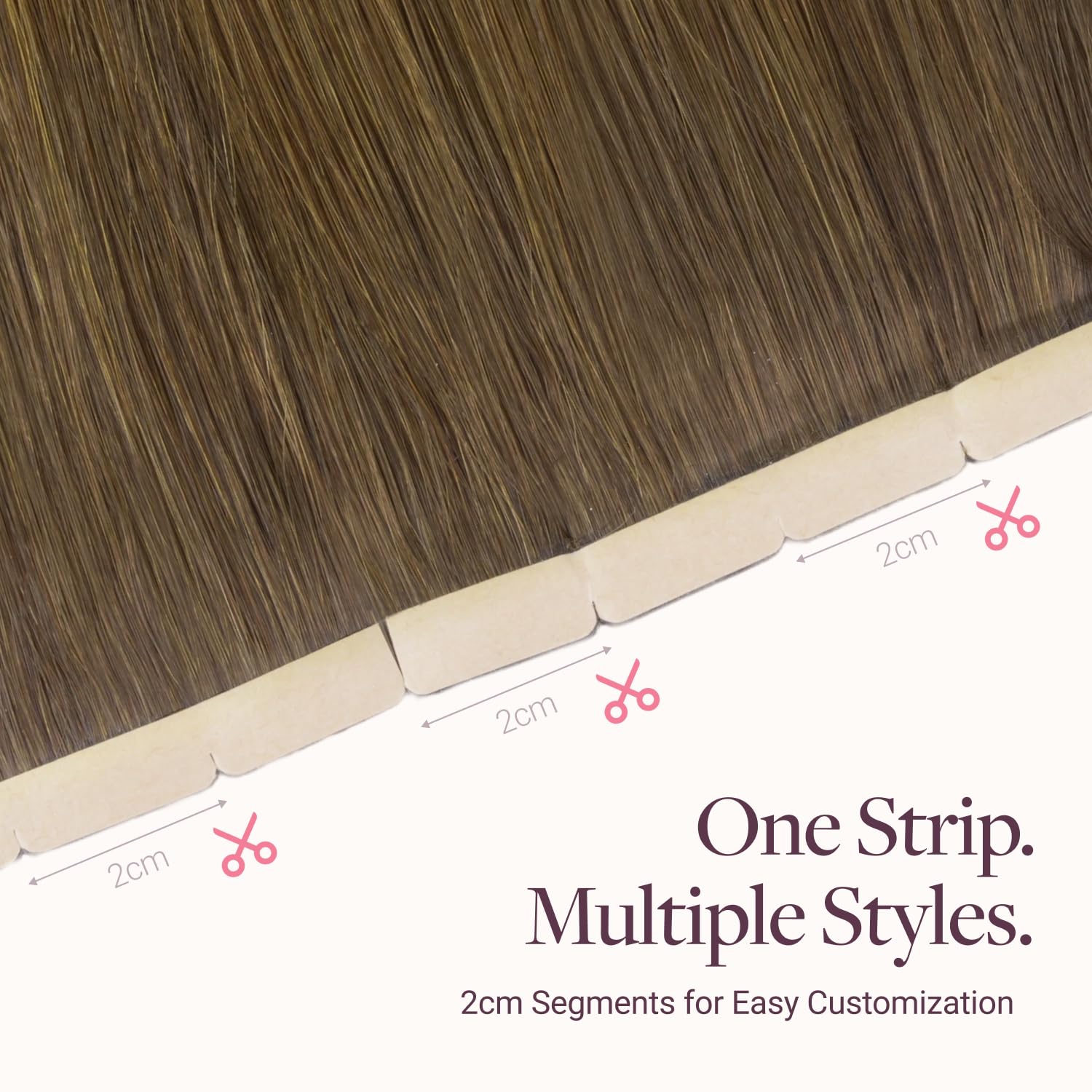 GOO GOO Tape In Weft Hair Extensions Human Hair, 3/8/613 Walnut Brown to Ash Brown and Bleach Blonde, 8cm Wide Tape, 20inch 10pcs 50g, Tape Weft Hair Extensions, Seamless Tape in