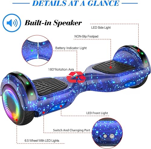 Miniatura 6 de FLYING-ANT Autoequilibrio Patineta con Asiento 6.5 Patineta Eléctrica de Dos Ruedas con Luces LED Flash en las Ruedas