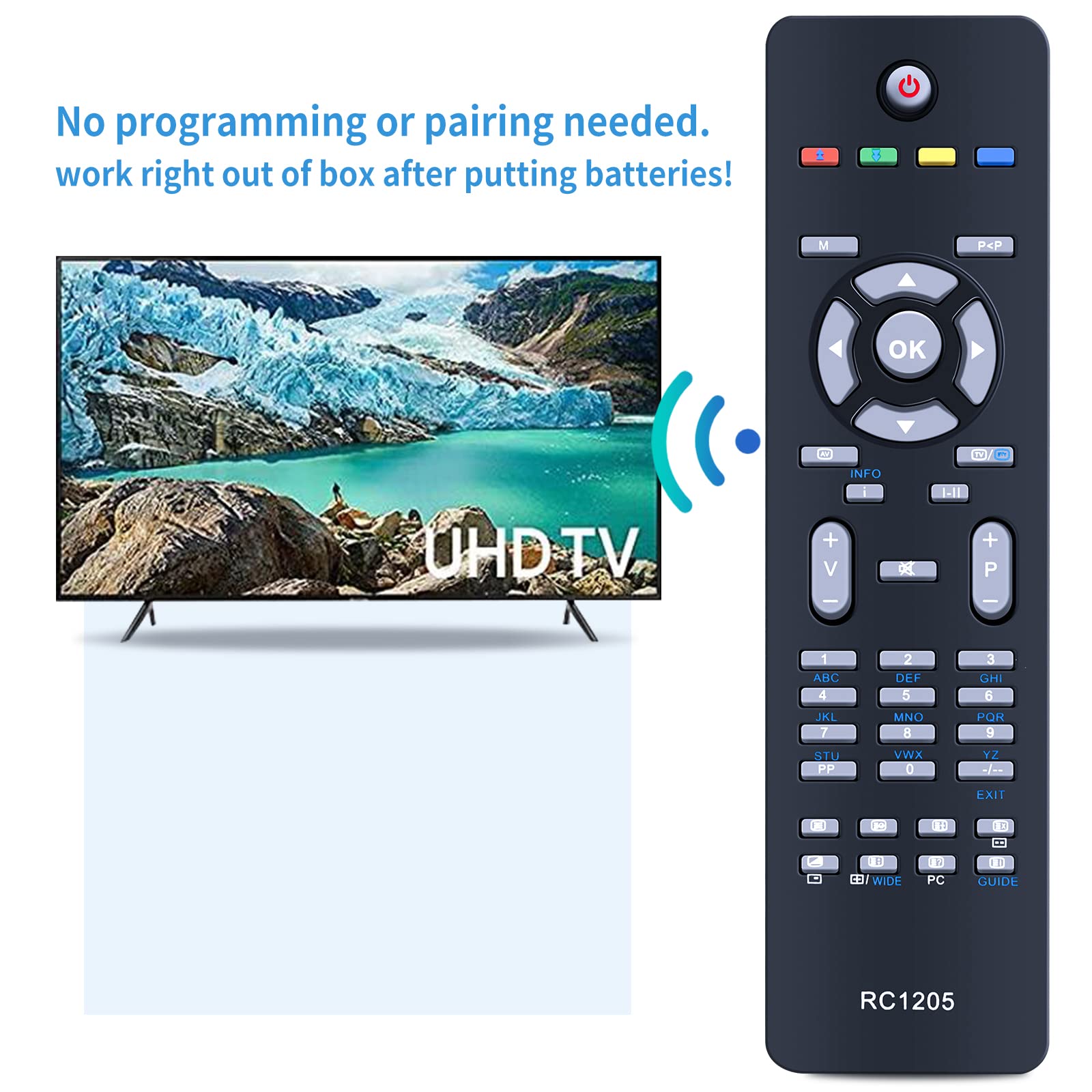 TCNOUMT RC1205 Remote Control Replacement for Hitachi LCD LED Smart TV L26HP03U L32HP03U L32VP03U L42SP04U 32LD30U 32LD30UA 32LD30UB - Image 4