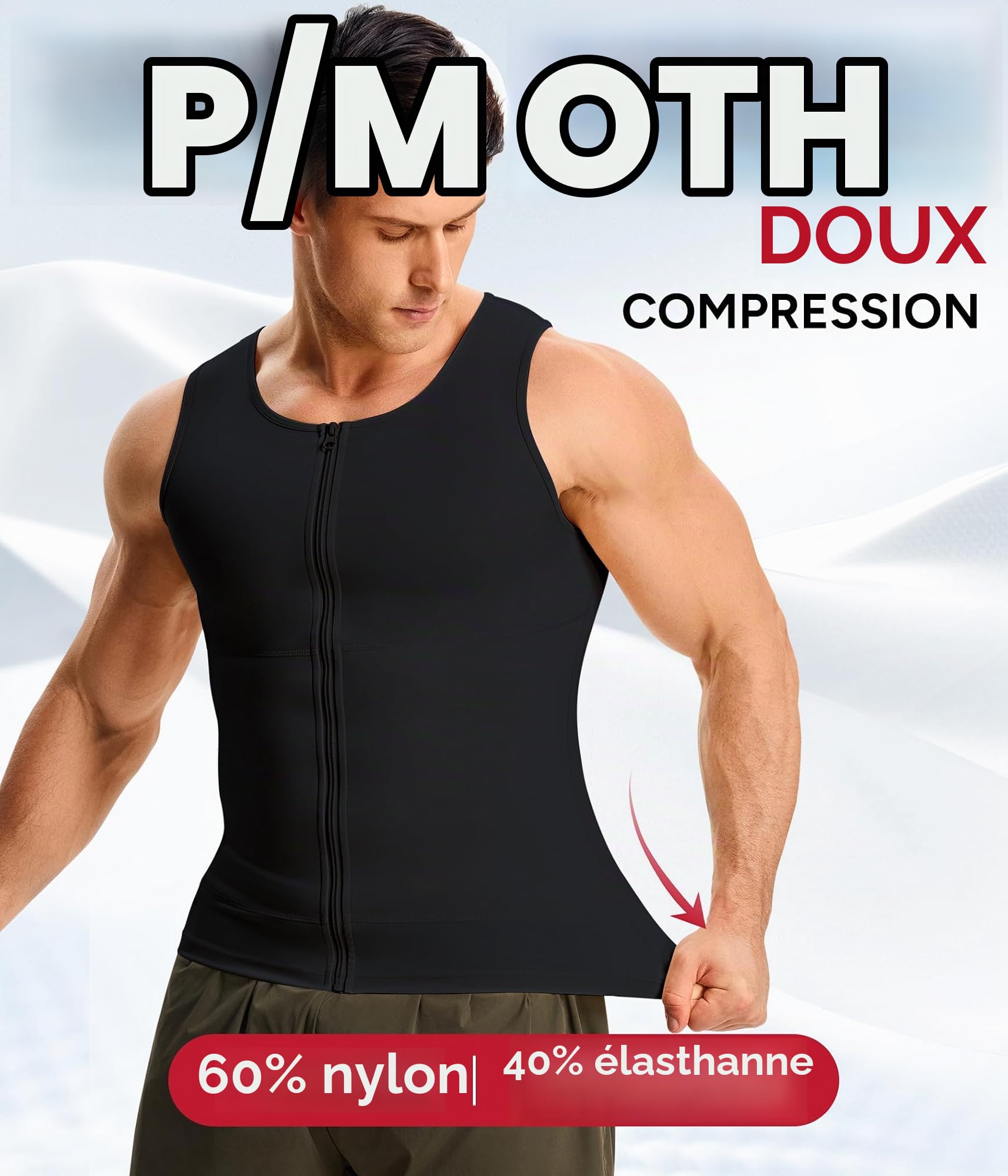 Junlan Compression Débardeur Gainant Ventre Plat Homme Invisible Gaine Amincissante Posture Shirt