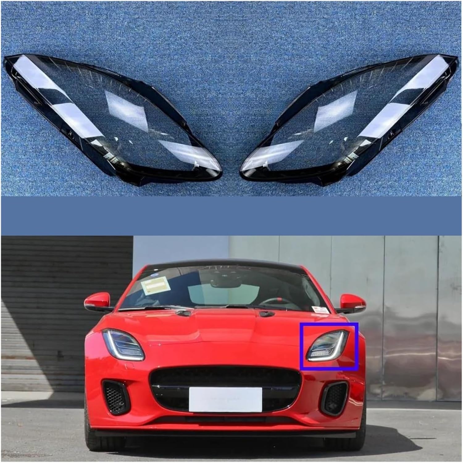 Car Headlight Car Headlight Lenses Replacement for Jaguar F-TYPE 2013-2020 Dust Cover Headlights Transparent Anti-UV And Anti-Aging Headlamp Lens(Right)(Left)