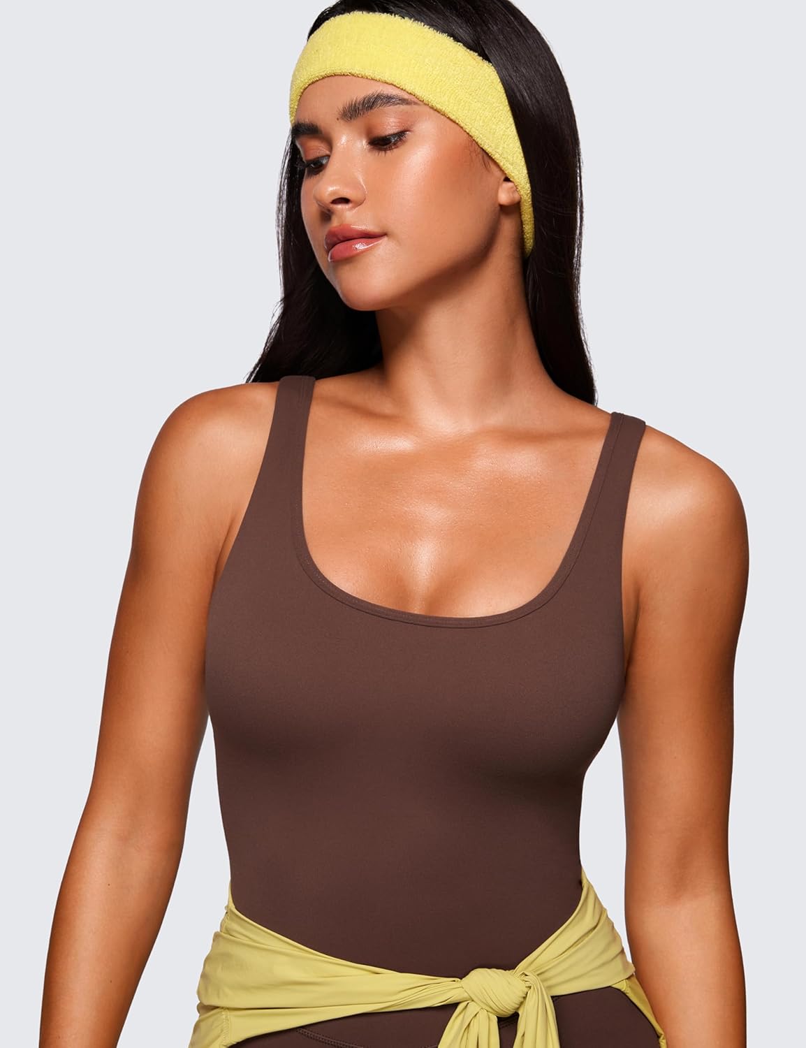 CRZ YOGA Butterluxe Athletic Womens Romper Tank Tops Workout Casual Shorts Jumpsuits One Piece Bodysuit ScoopNeck Padded - Image 4