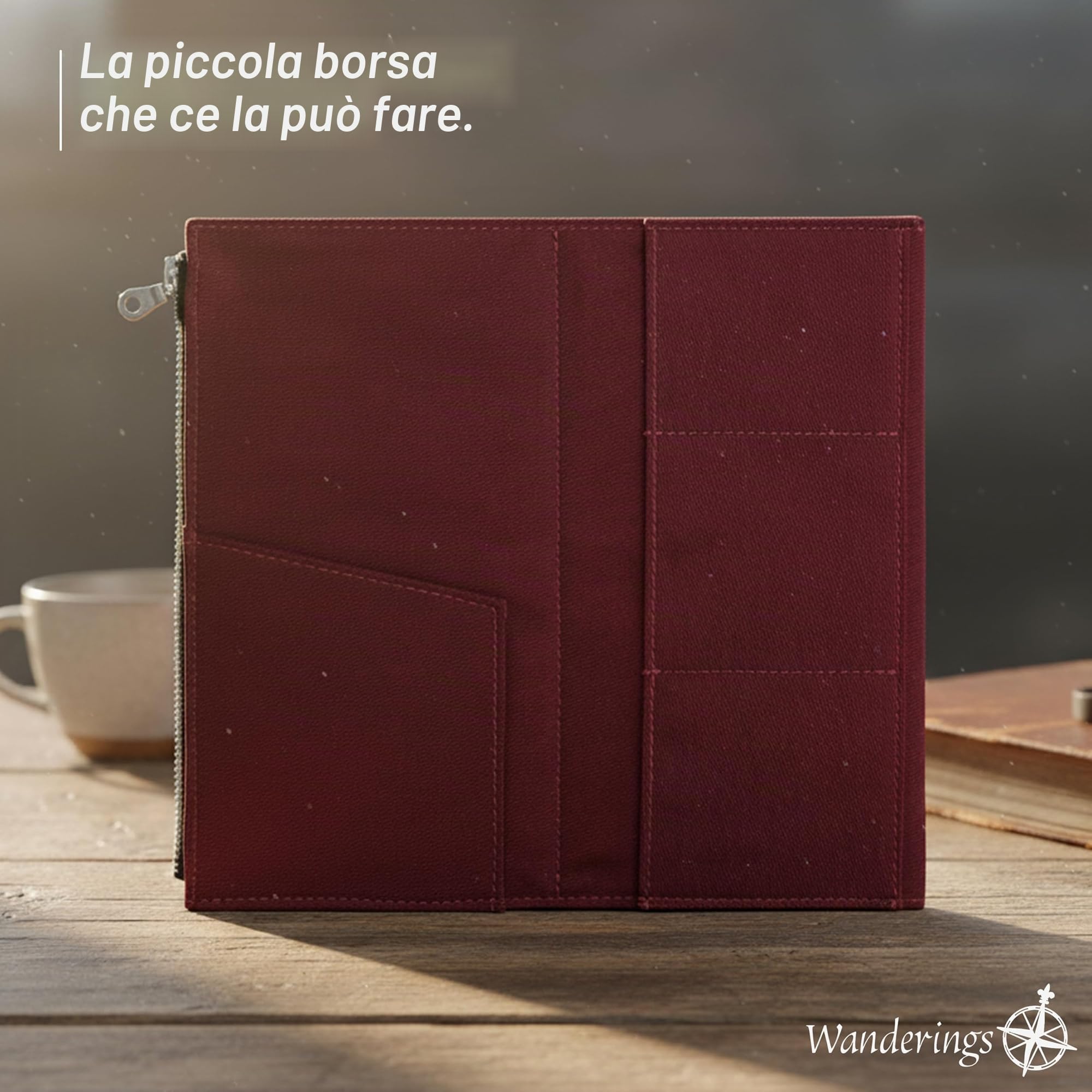 Wanderings Astuccio Con Cerniera E Tasche Per Carte 21x11 cm Tessuto In Cotone 100% Resistente