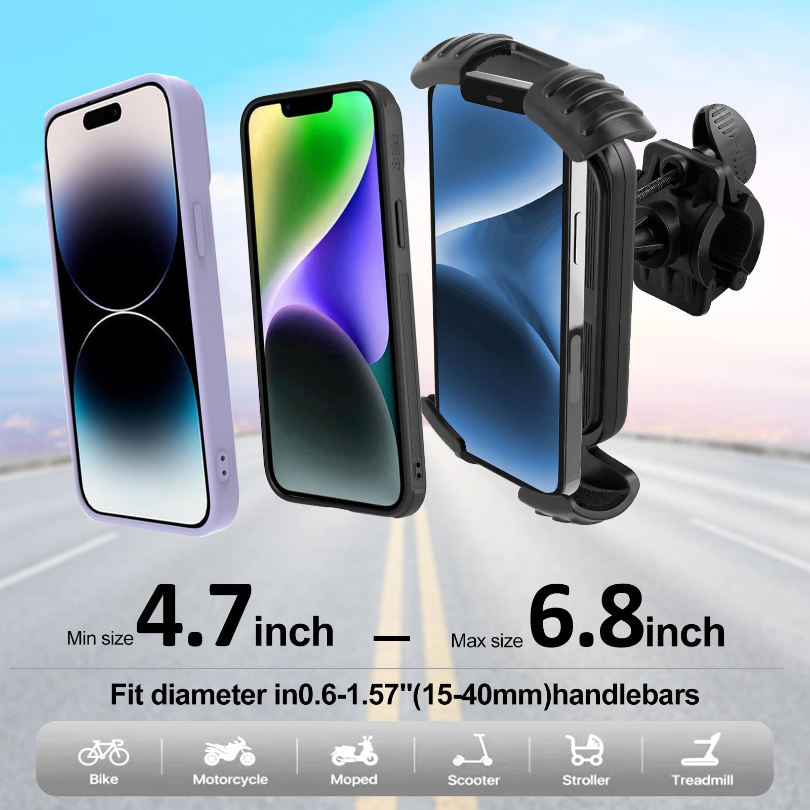 Soporte para teléfono de bicicleta, soporte para teléfono de motocicleta, soporte de teléfono de cuatro esquinas para bicicleta, soporte de teléfono de rotación de 360 grados, accesorios para