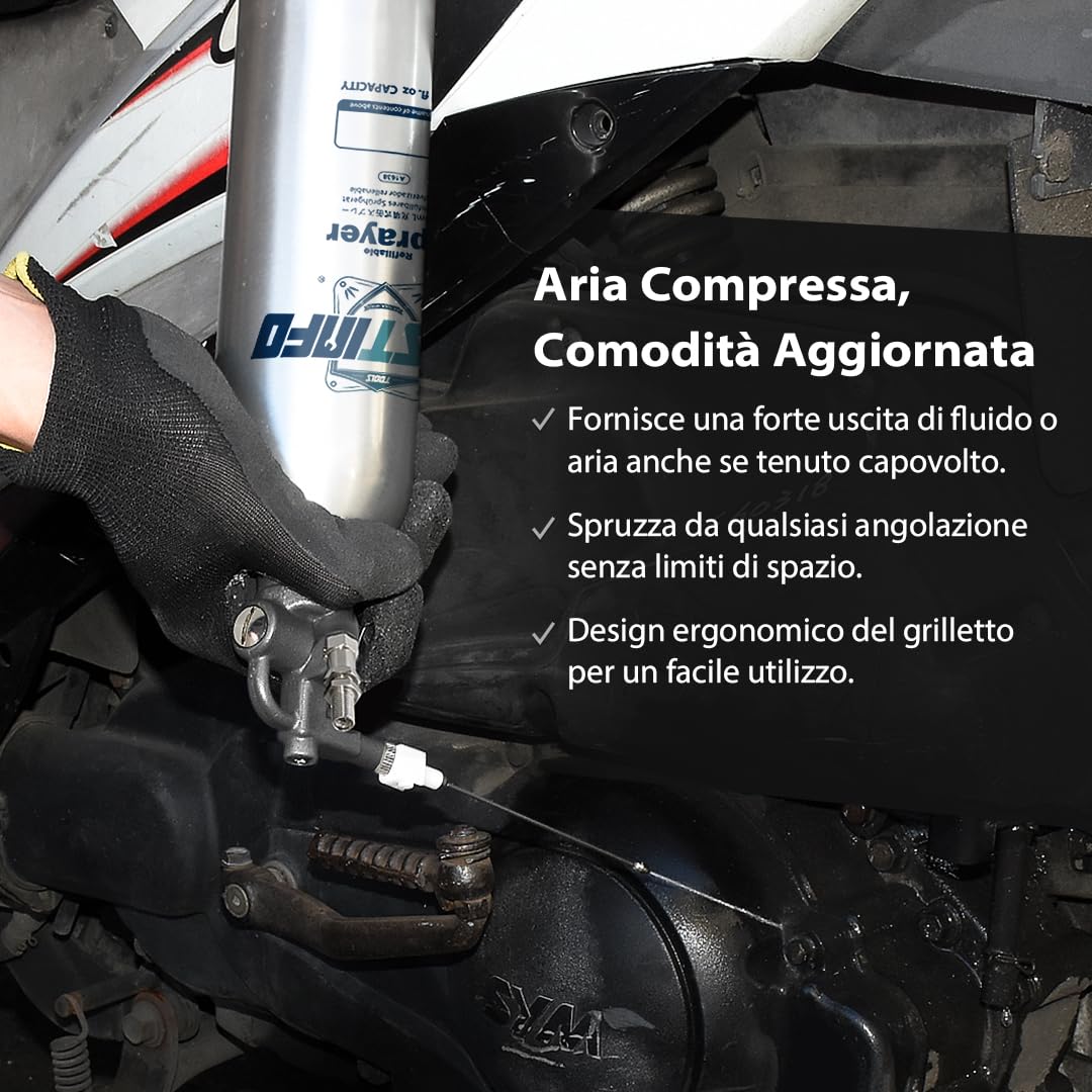 FIRSTINFO A1638 | Bottiglia spray riutilizzabile per pulitore freni 620 ml | Alluminio | Spruzzatore a pressione max 140 psi | Bomboletta aerosol spessa | Ugello two-way