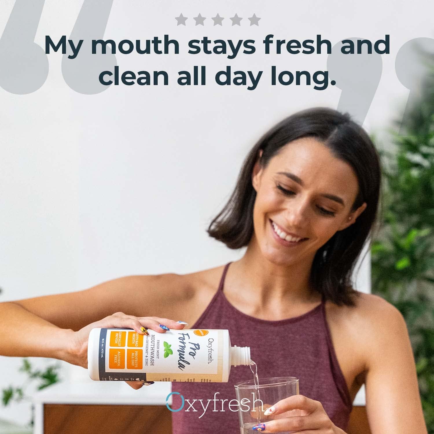 Oxyfresh Pro Formula Fresh Mint Mouthwash – Patented Zinc Mouthrinse for Fresh Breath, Healthy Gums & Bad Breath Treatment for Adults - Dye, Fluoride & Alcohol Free (16 Fl Oz) - Image 3