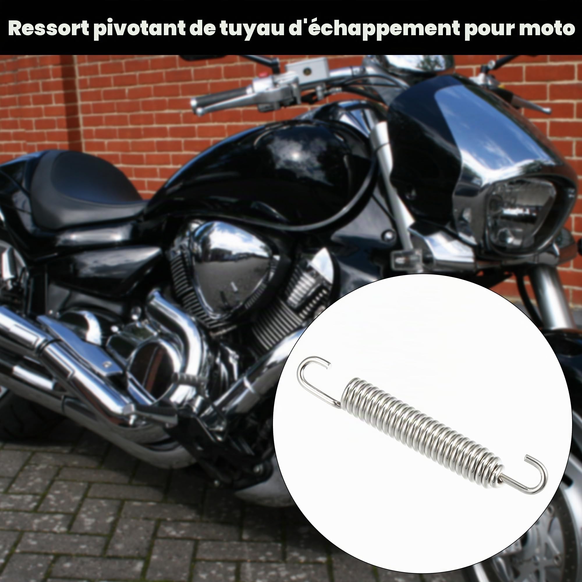 A ABSOPRO 4x Ressort Échappement Argent Pour Moto Acier Inoxydable 304 | Argent, Pour Scooter ATV, Ressort 58mm, Diamètre 9mm, Crochet 7mm, U Crochet 22x12mm, Haute Température, Anticorrosion