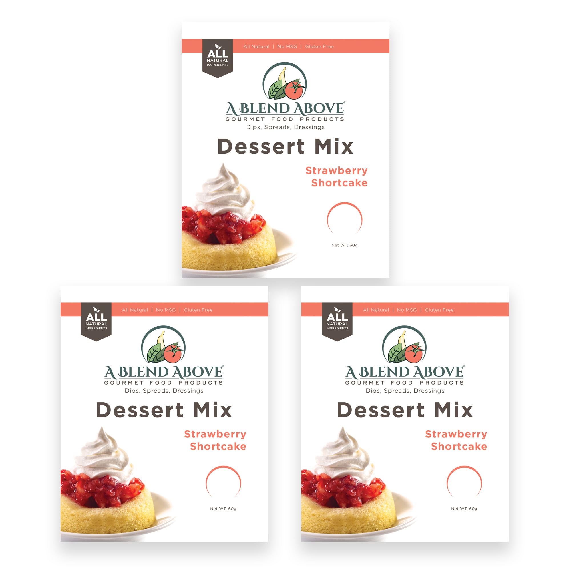 A Blend Above Strawberry Shortcake No-Bake Dessert Mix, 3 Pack, No-Bake Cheesecake, Fruit Dip, Dessert Mix, Bagel Topping, Frosting, Cheesecake