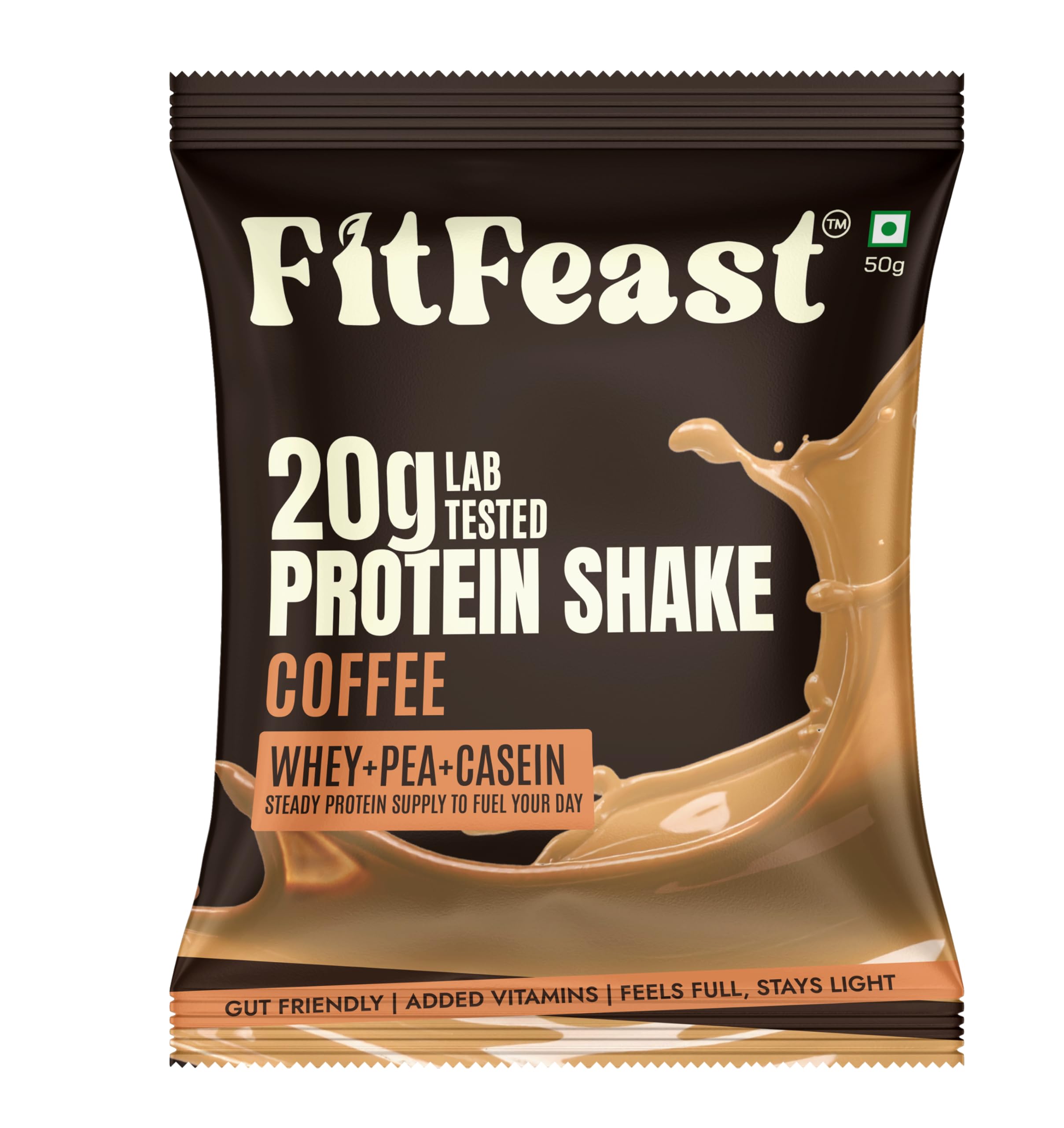 FitFeast Coffee Protein Shake Sachet - Pack of 7 | 20g Triple Blend Protein Per Serve| 45:35:20 Whey, Pea & Casein Blend Protein Powder| No Maltodextrin | 0 Added Sugar | As Seen on Shark Tank-image-25
