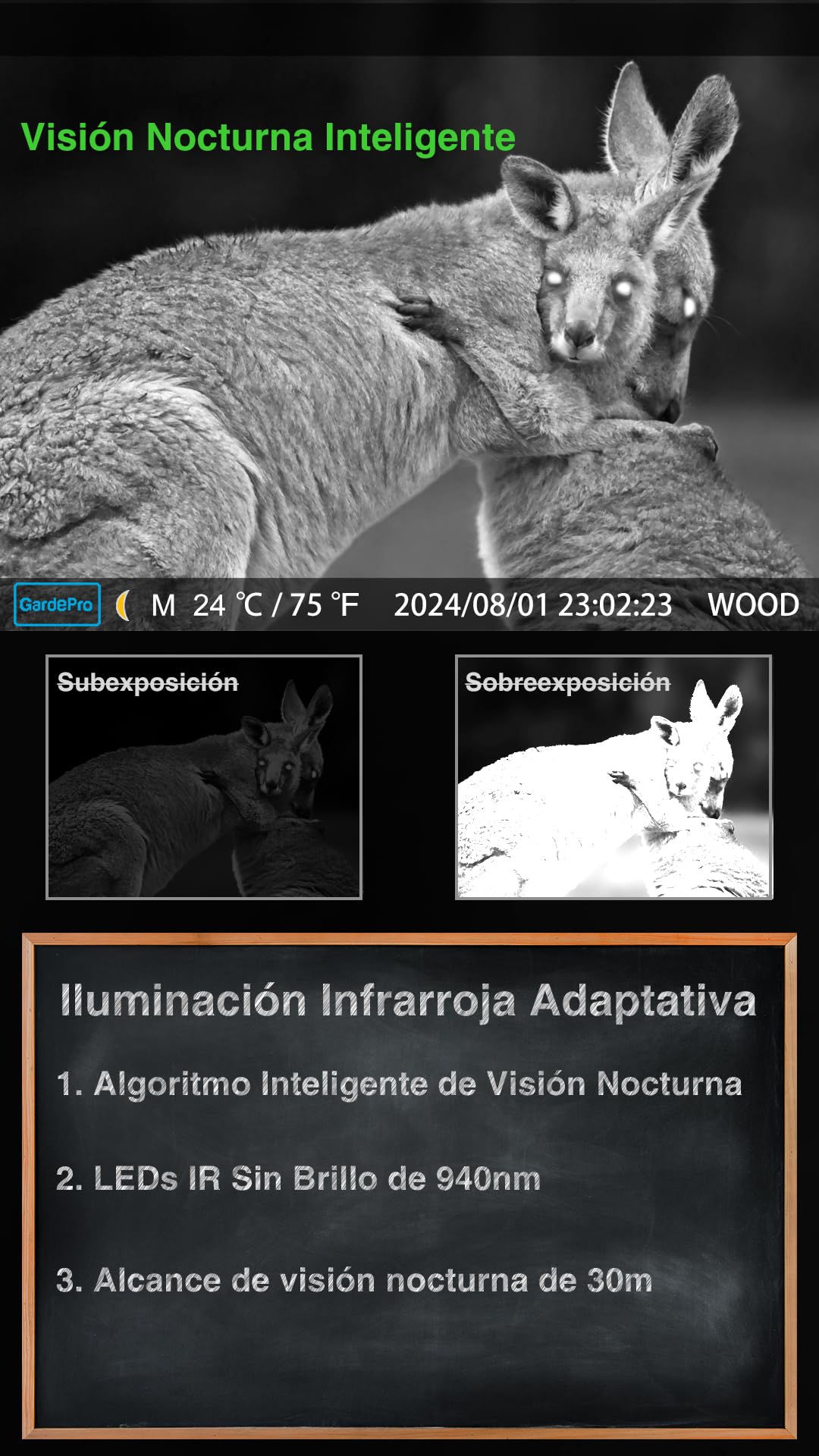 GardePro X50 Pro MAX Câmaras de Caça 4G LTE con Transmisión en Vivo, Recargable 8000mAh, Tarjeta SD Incorporada, 48MP 1296P, Camara Fototrampeo X50PLMB con Alcance de Visión Nocturna