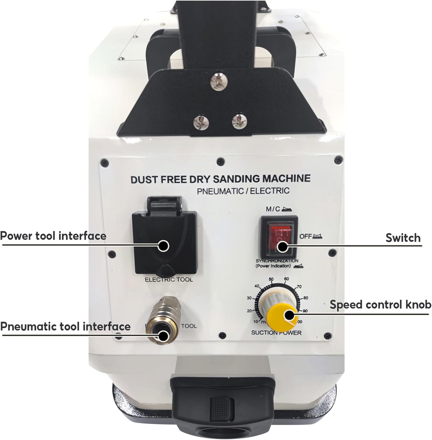 TECHTONGDA Dust-free Automotive Car Dry Sander with 2 Pneumatic Grinding Heads and 50L Dust Vacuum Cleaner