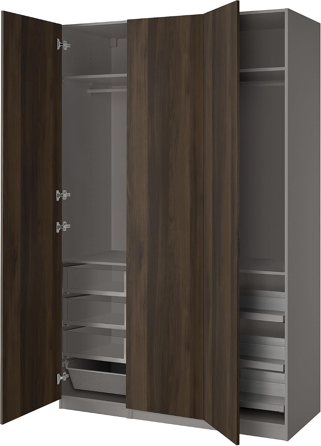 ProTuning PAX/STORKLINTA Wardrobe combination, dark grey/dark brown stained oak effect, 150x60x236 cm