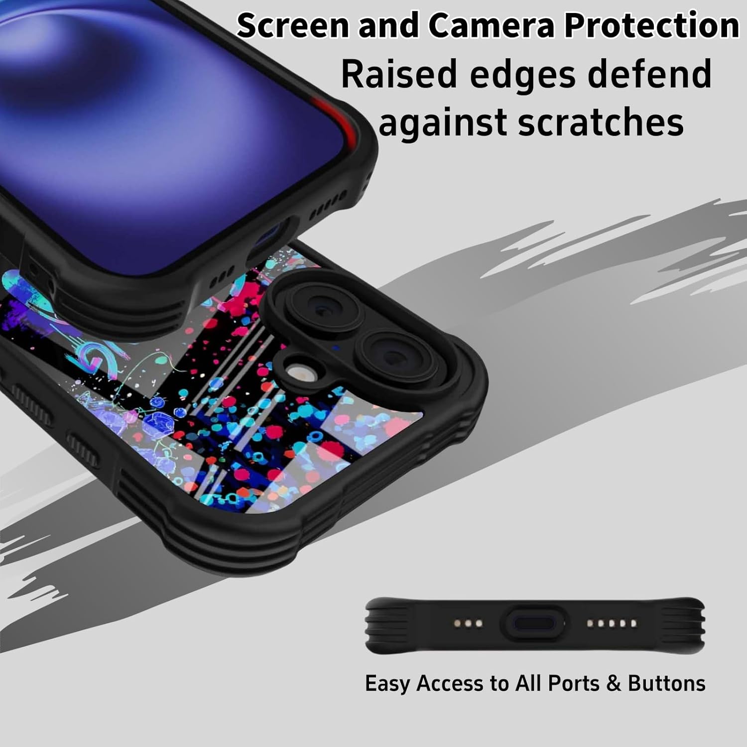 Compatible with iPhone 16 Case Anti Slip Shockproof Hard PC Back Soft TPU Prevention Protective Case, Unique Design Fashion Print for Men Women - Gaming - Image 3