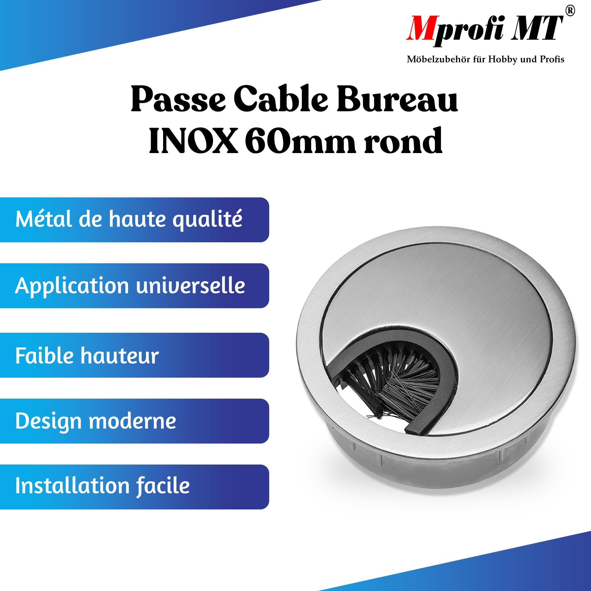 Passe-câbles De Bureau En Métal 60 Mm – Anneau Décoratif Pour Boîte D'enfilage De Meubles, Couvercle Décoratif, Trou De Câble De Bureau Pour La Gestion, Le Bureau, L'ordinateur De Bureau