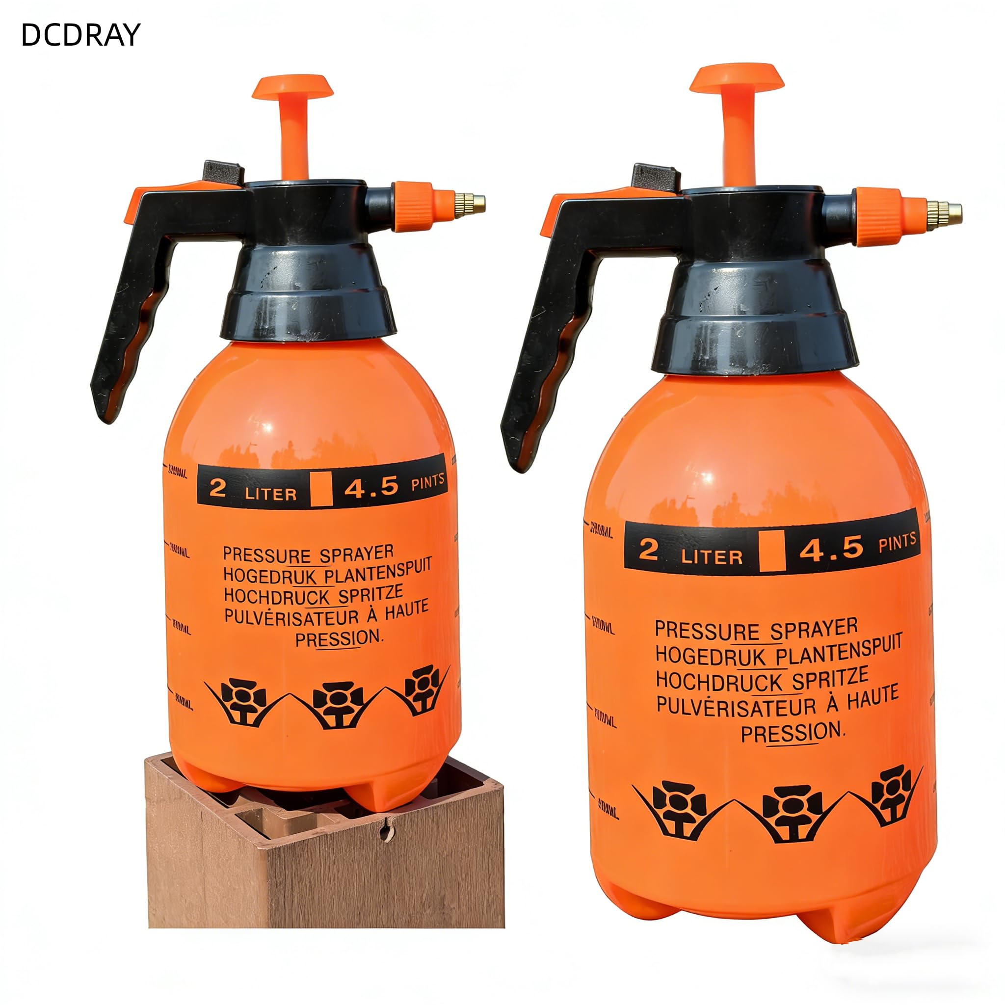 2L Handheld Garten Pumpsprüher 0,5 Gallonen Wassernebel Sprühflasche für Pflanzen mit verstellbarer Messingdüse Orange