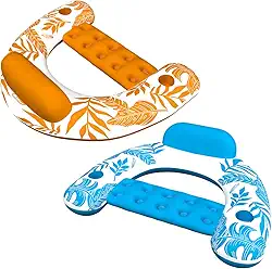Conjunto com 2 Cadeiras Flutuantes Infláveis para Piscina - Espreguiçadeiras com Porta-Copos