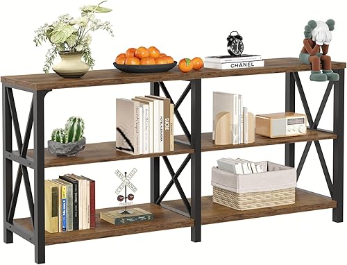 Miniatura 34 de LVB Mesa de sofá rústica, mesa consola de granja para sala de estar, mesa de entrada de pasillo con almacenamiento, mesa de entrada para vestíbulo,