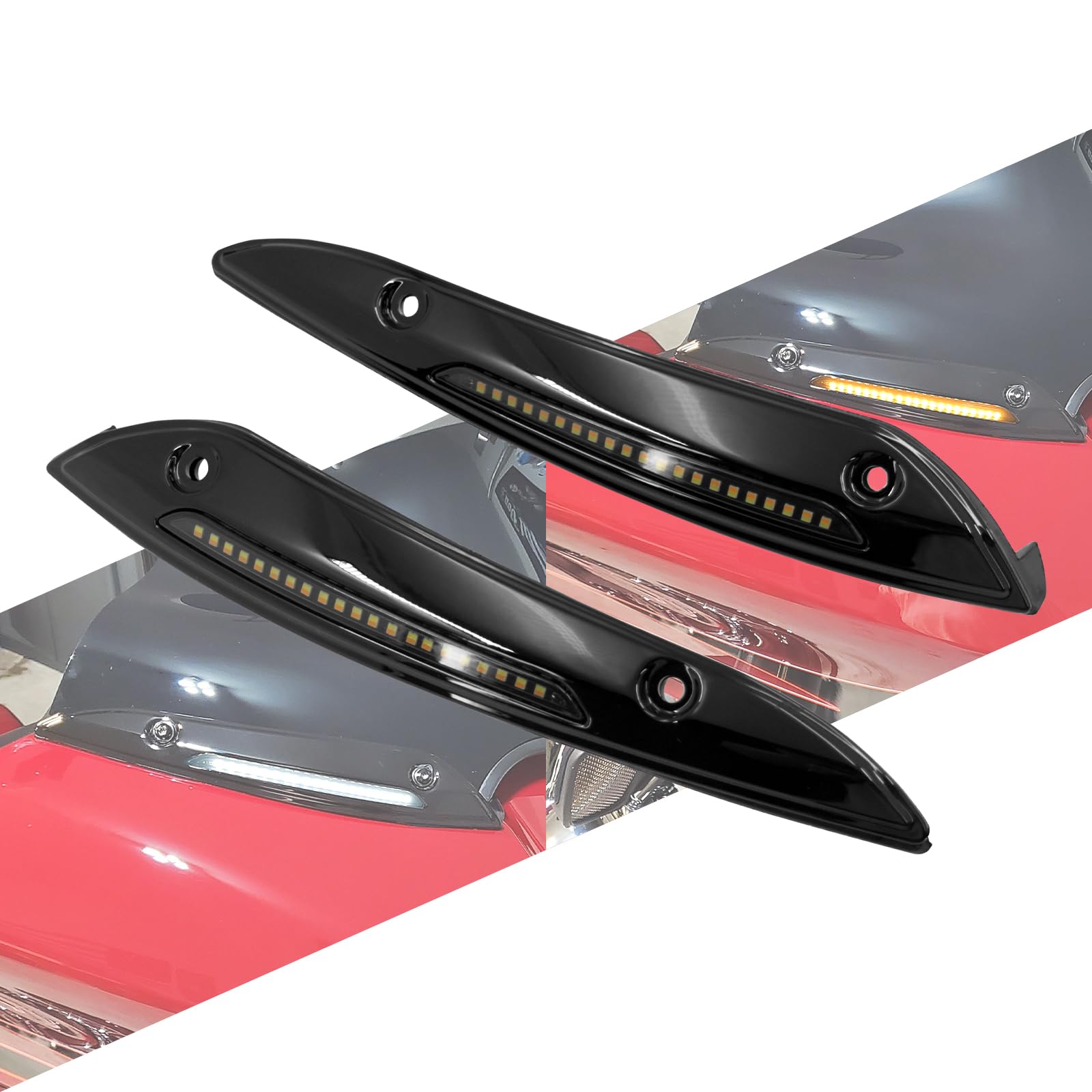 HCmotorku Windscreen Trim LED Light Windshield Turn Signal Lamp Running Fit for Harley Road Glide Special Limited FLTRX FLTRXS FLTRU FLTRXSE 2015-2024