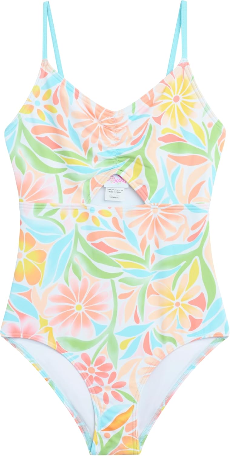 Kanu Surf Girls' Crystal Keyhole Girls One Piece Swimsuit UPF 50+ Bathing Suit Swimwear