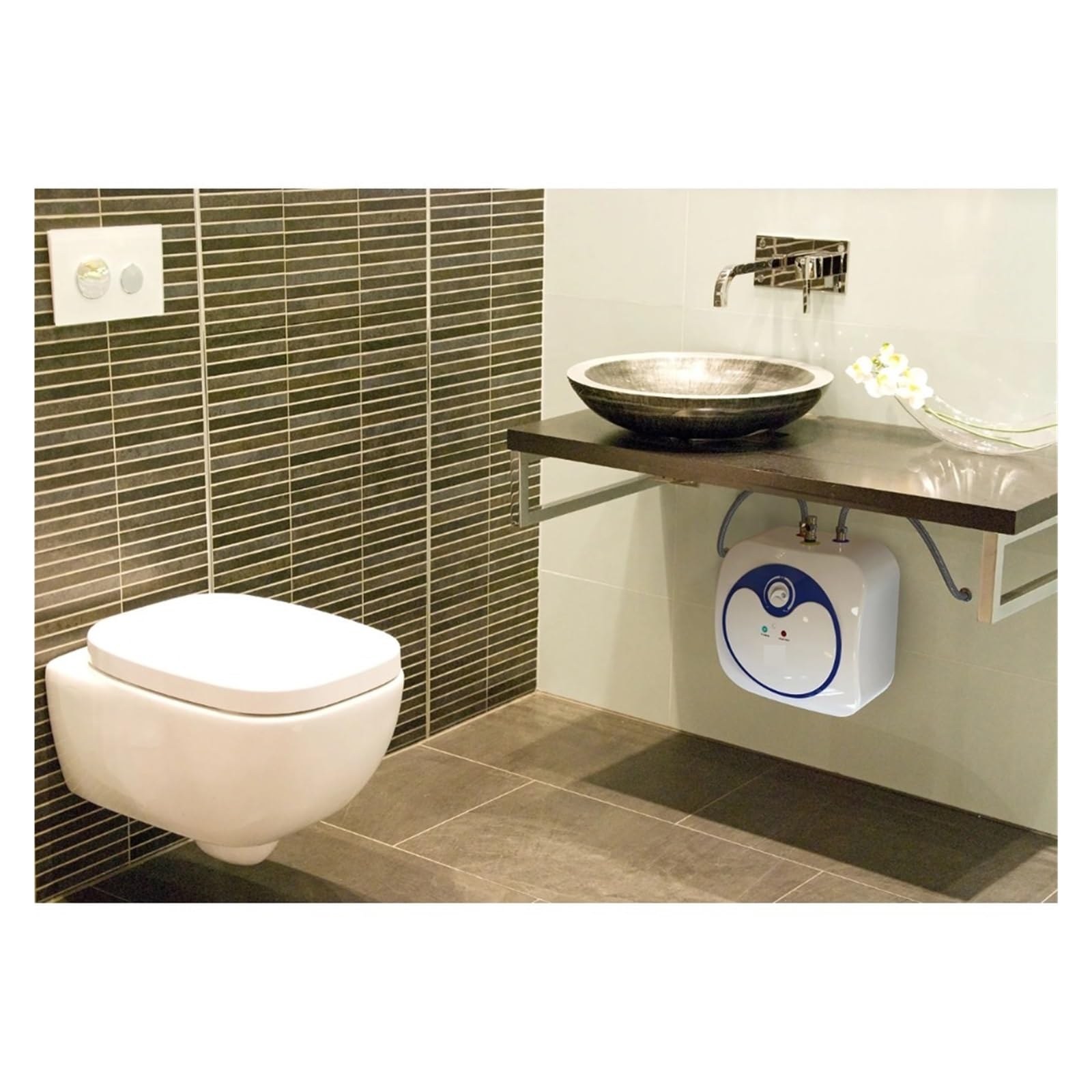 Termo Electrico, Mini Calentador De Agua Eléctrico 2.5, De Diseño Compacto Y Liviano, Se Puede Montar En La Pared O Colocar De Forma Independiente,Para cocina, baño, lavado.