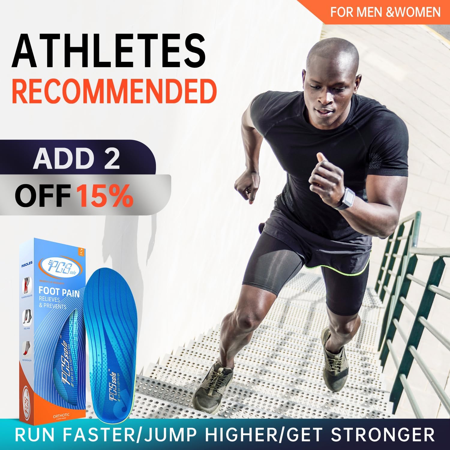 PCSsole Plantar Fasciitis Insoles Men Women- 220+lbs Heavy Duty High Arch Support Inserts with Comfort Cushion Orthotic Pain Relief Insoles for Flat Feet - Arch Pain - Heel Pain -Work Boot Shoe Insole - Image 2