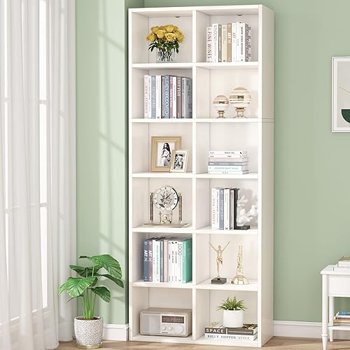 Tribesigns Estantería estrecha de 71.65 pulgadas de alto, estantería moderna blanca con almacenamiento de 12 cubos para oficina en casa, vertical u disponible en Yaxa Costa Rica