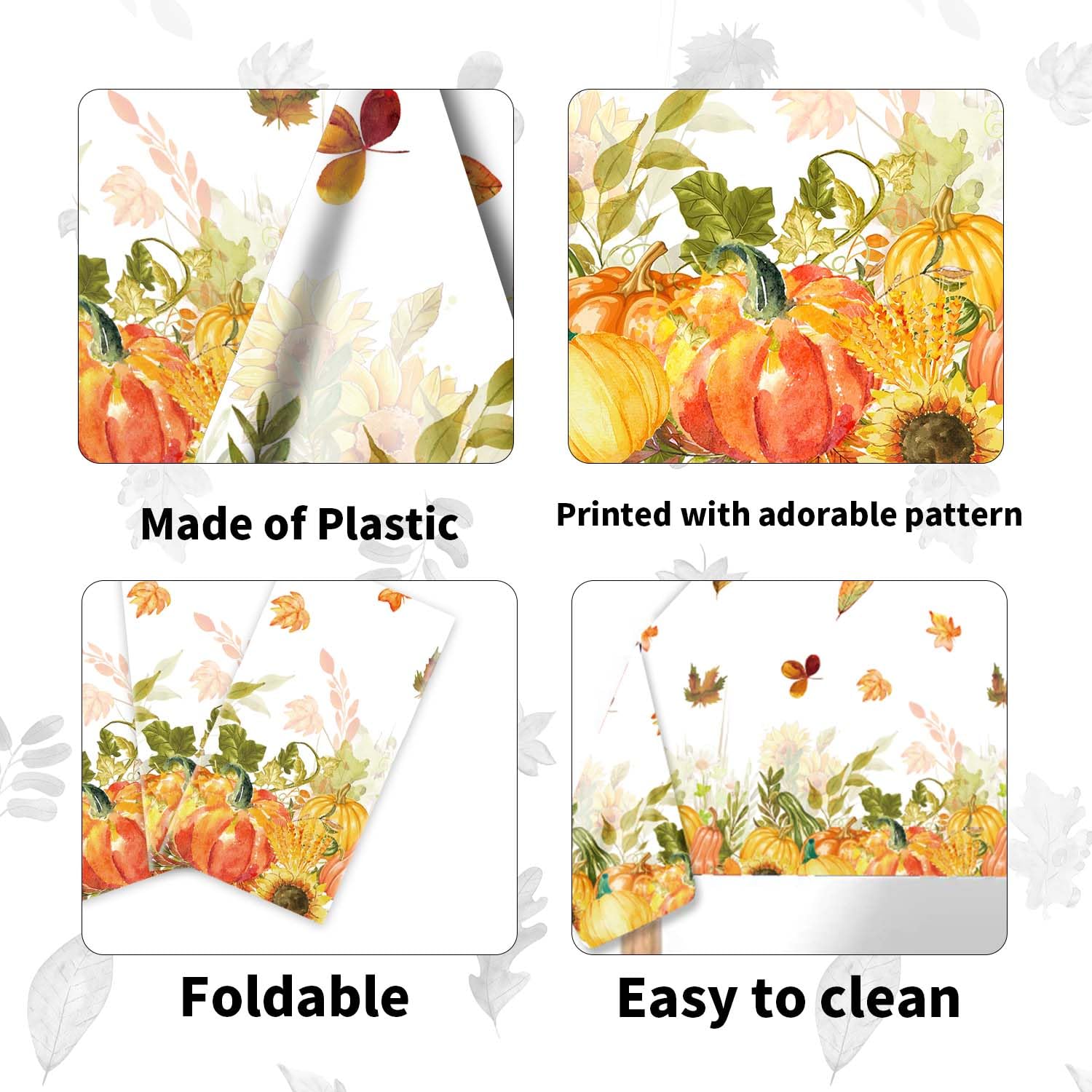 PARSUP Thanksgiving Disposable Tablecloth - 108x54 Inch Plastic Waterproof Autumn Theme Table Cover