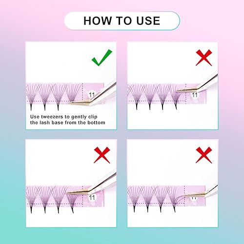 Miniatura 5 de Extensiones de pestañas 3D, 4D, 5D, 6D, 8D, 9D, 10D, espesor 0,070,1 CD, rizadas, pestañas de tallo medio y largo, unidas con calor, prefabricadas,
