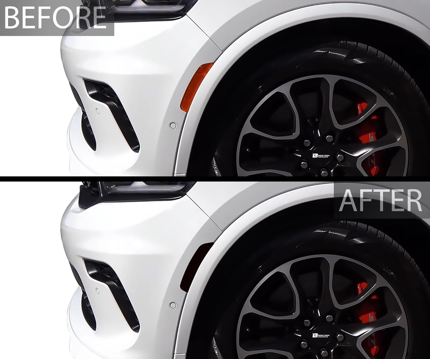 BOGAR TECH DESIGNS Tinted Fog Third Brake Light and Side Markers Overlay Tint Kit Compatible with Dodge Durango 2021-2025, Dark
