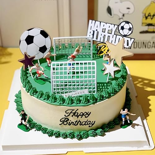 Miniatura 5 de Decoración para tartas de fútbol, juguetes de jugadores de fútbol, fiesta temática de fútbol, decoración de pasteles de feliz cumpleaños, decoración