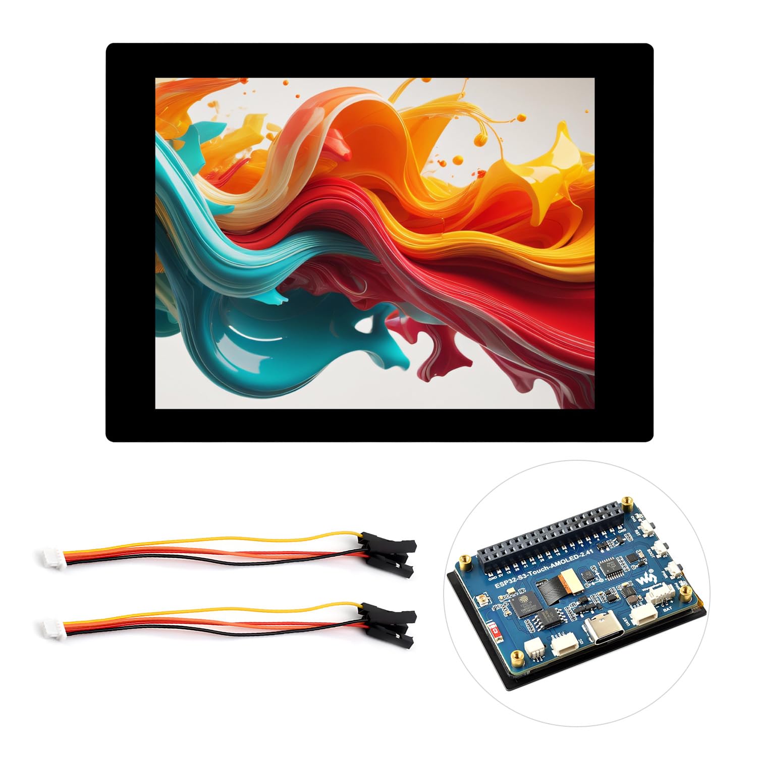 Waveshare ESP32-S3 2.41inch AMOLED Touch Display Development Board, 600x450, 32-Bit LX7 Dual-Core Processor, Onboard Accelerometer and Gyroscope Sensor, ESP32 with Display Without Case