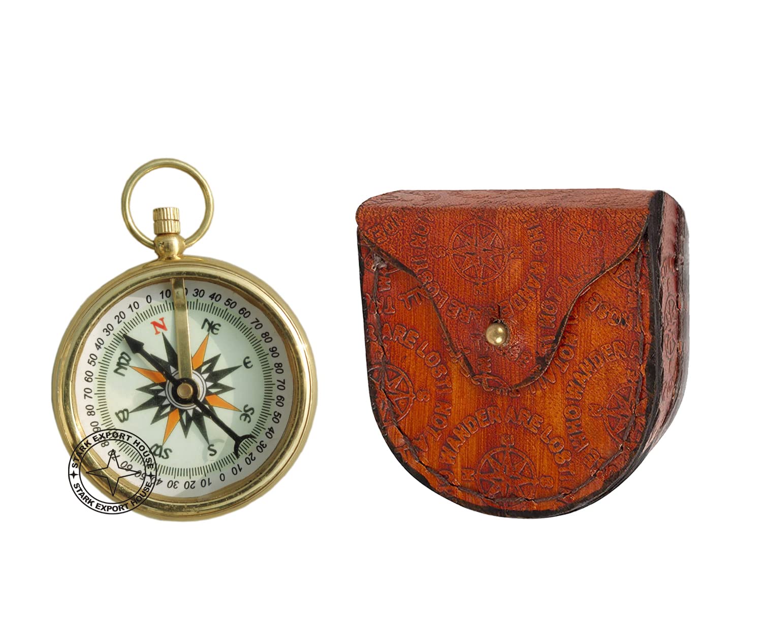 Marine Brass Compass Marine Pocket Compass 2 inch with Leather Box (IZXD)-picture-39