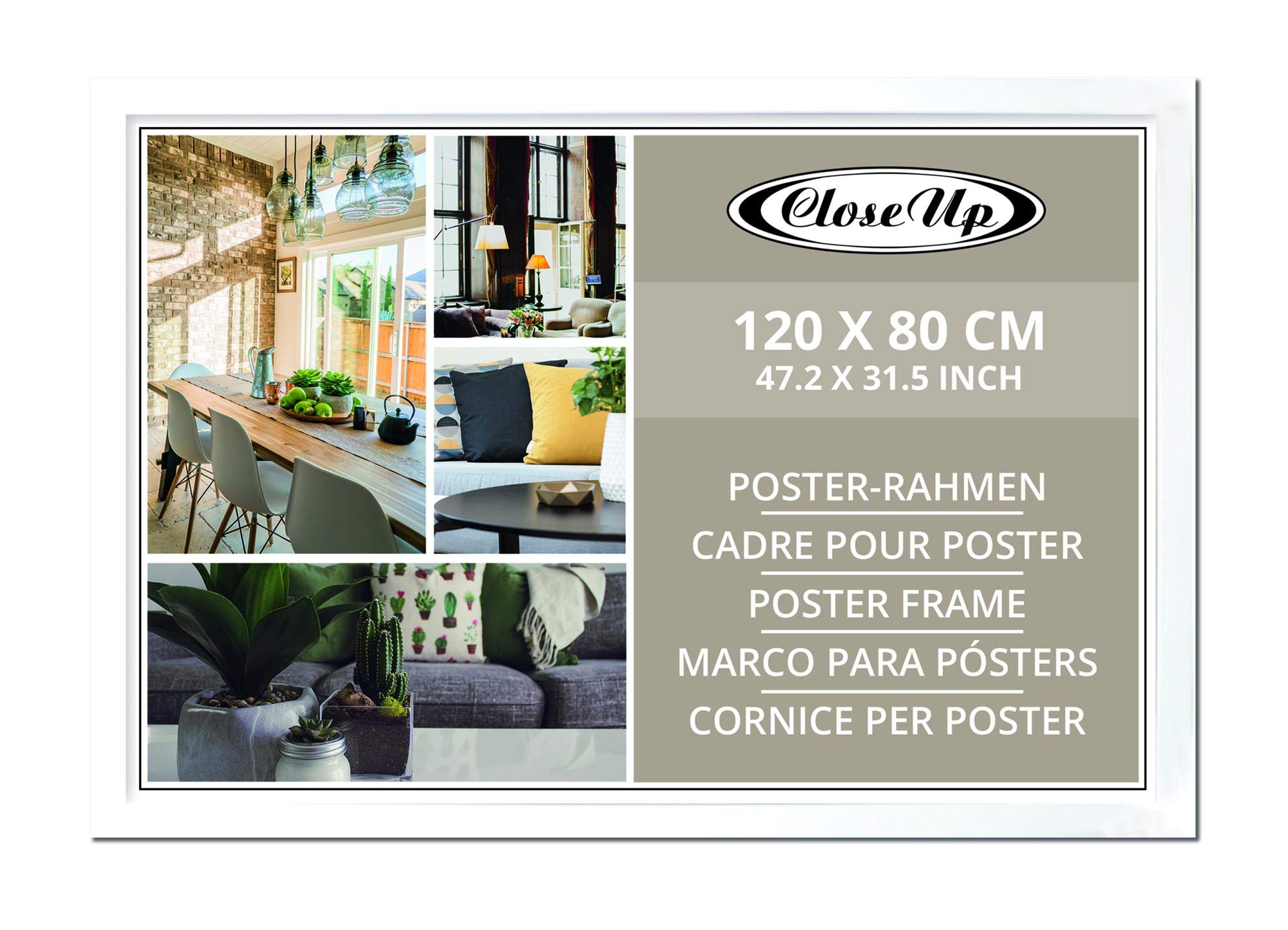 Close Up XXL Marco para pósteres 80x120 cm blanco Premium Marco de MDF con vidrio de PVC Marco gigante para fotos