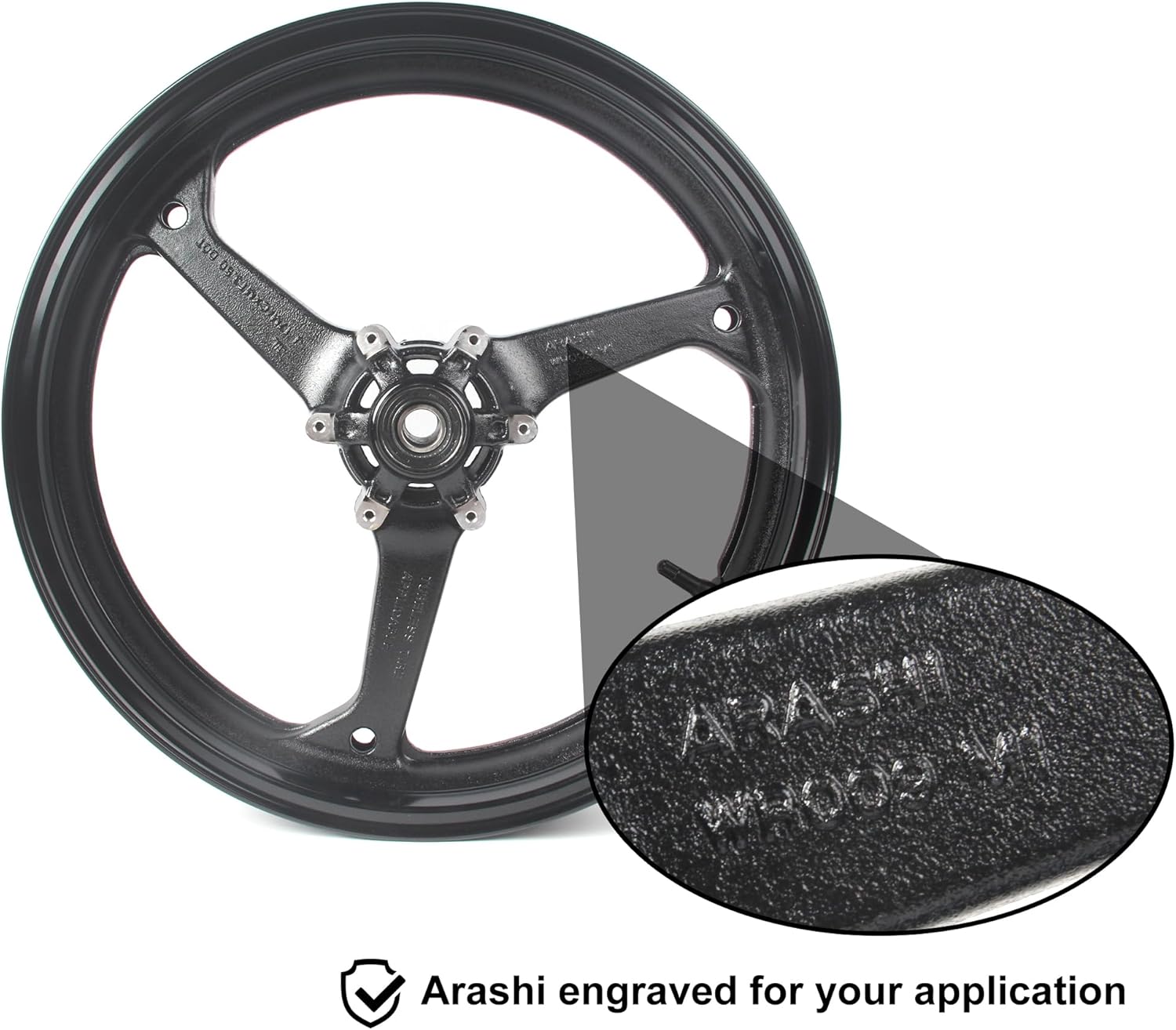 Gloss Black Front Wheel Rim Compatible with Honda CBR600RR 2007-2015, Bearing include, Motorcycle Replacement Accessories Parts