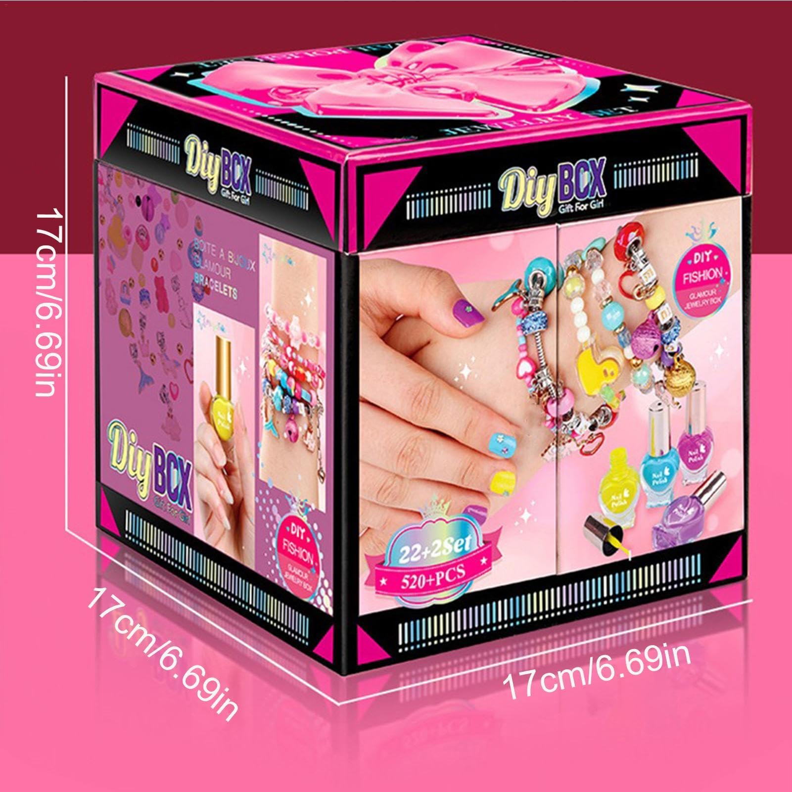 Muuzebsy Juego para hacer pulseras de abalorios, kit de fabricación de pulseras de joyería, juego de fabricación de joyas hechas a mano para niñas, caja de joyería D-IY Treasure para niños, kit de